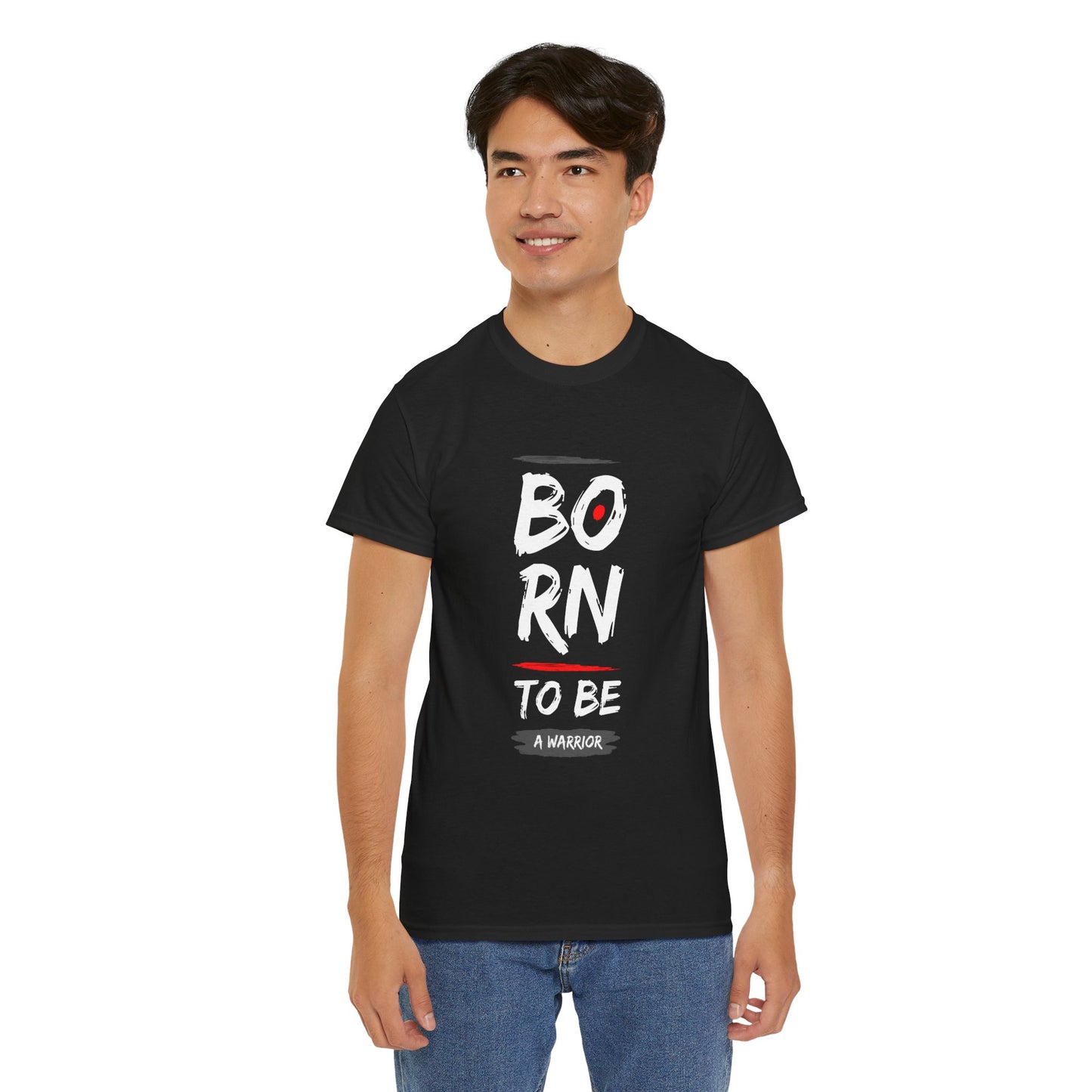 Born to Be a Warrior Unisex Heavy Cotton Tee, Inspirational Shirt for Veterans, Motivational Gift, Fitness Apparel, Casual Wear