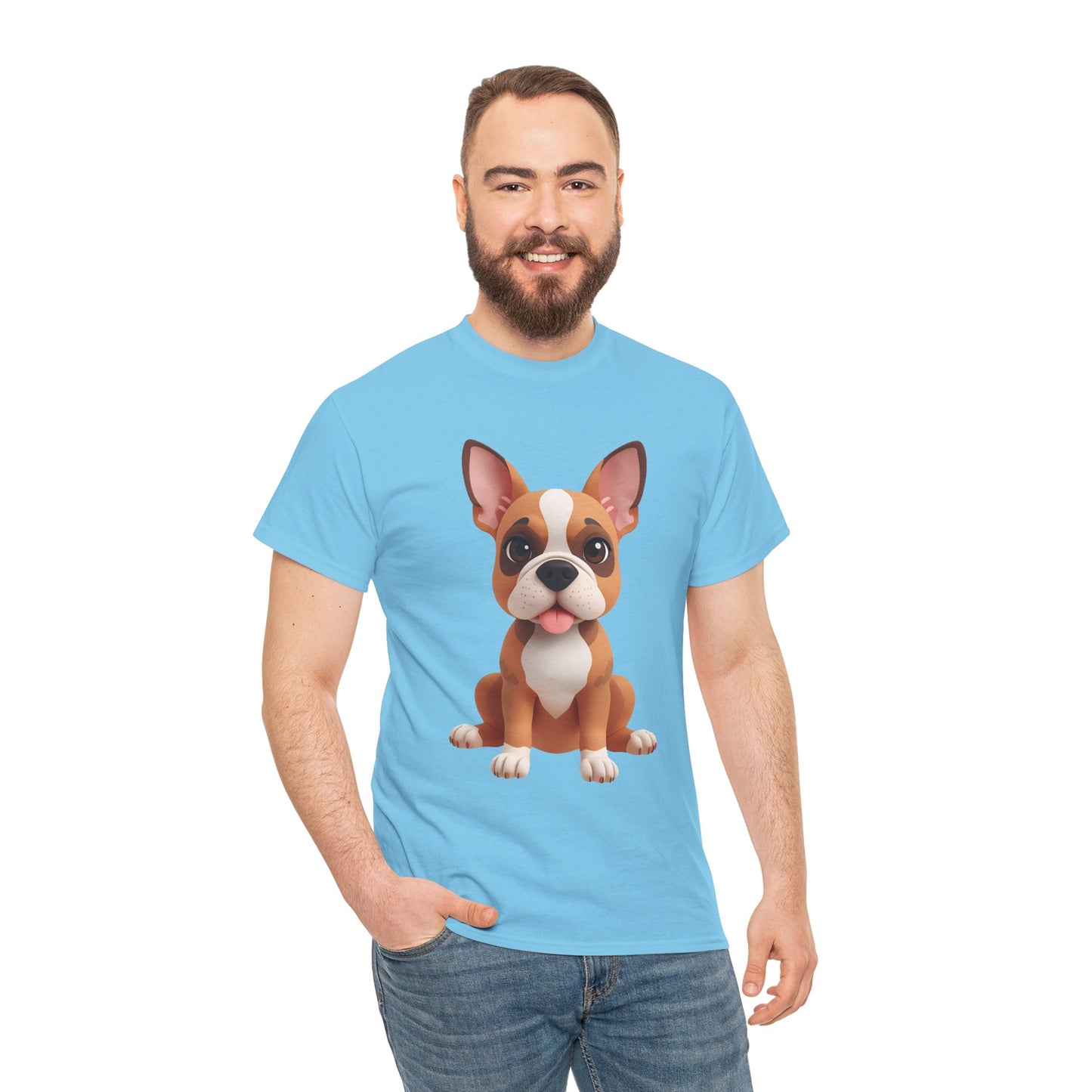 Cute 3D French Bulldog T-Shirt Unisex Heavy Cotton Tee, Dog Lover Gift