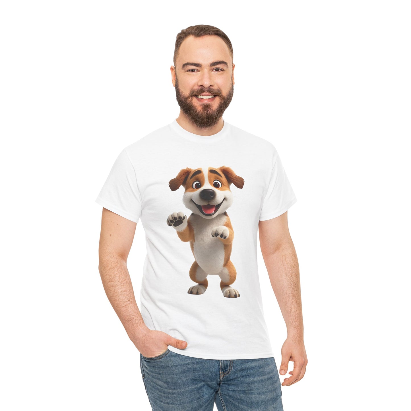 Cute Dog 3D Graphic Tee, Unisex Heavy Cotton T-Shirt, Dog Lover Gift, Fun Casual Wear