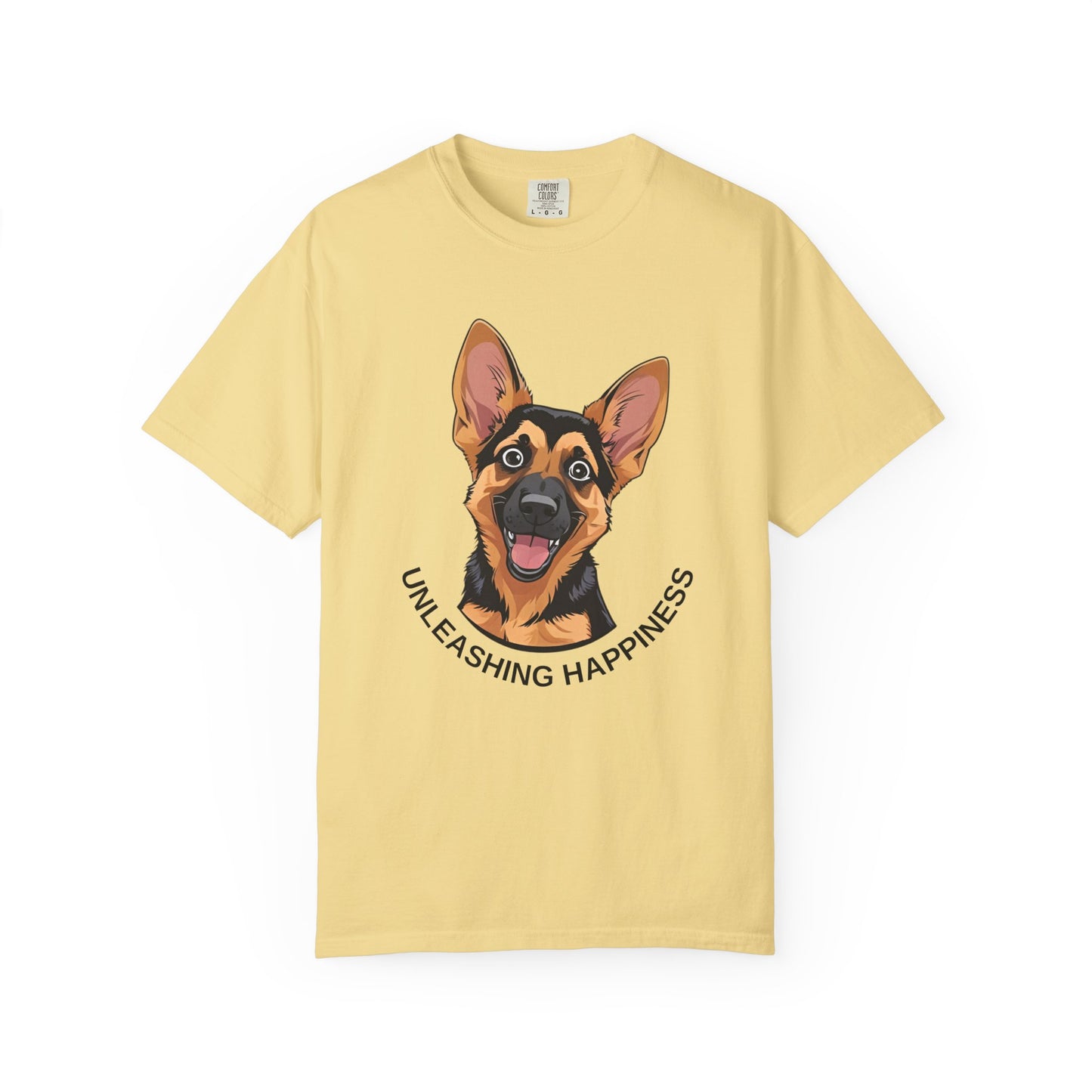 Happy Dog Graphic Tee, Unisex German Shepherd Puppy T-Shirt - Unleashing Happiness, Pet Lover Gift, Animal Lovers Apparel, Unique Dog Lover Shirt