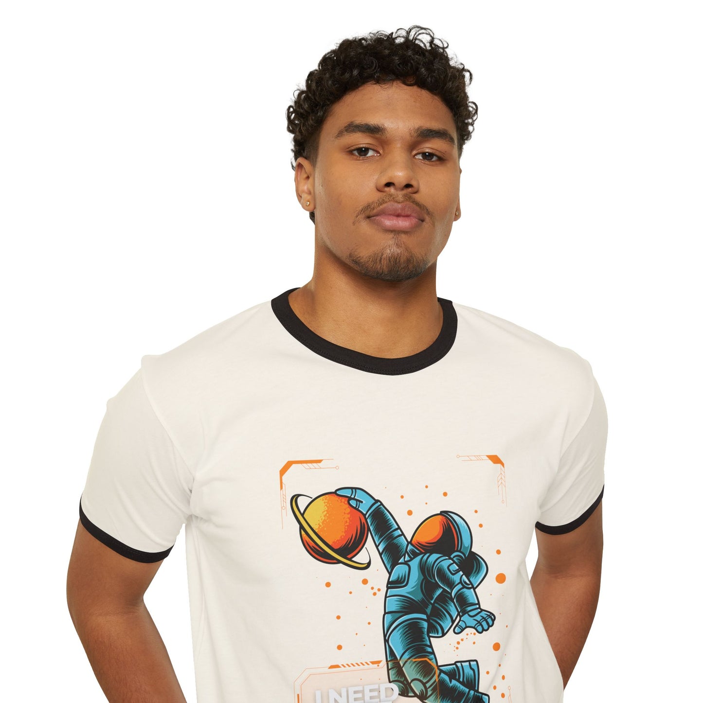 Retro Space Ringer T-Shirt - "I Need More Space", Unisex Graphic Tee, Vintage Style Shirt for Space Lovers, Cool Gift for Him/Her, Fun Everyday Wear
