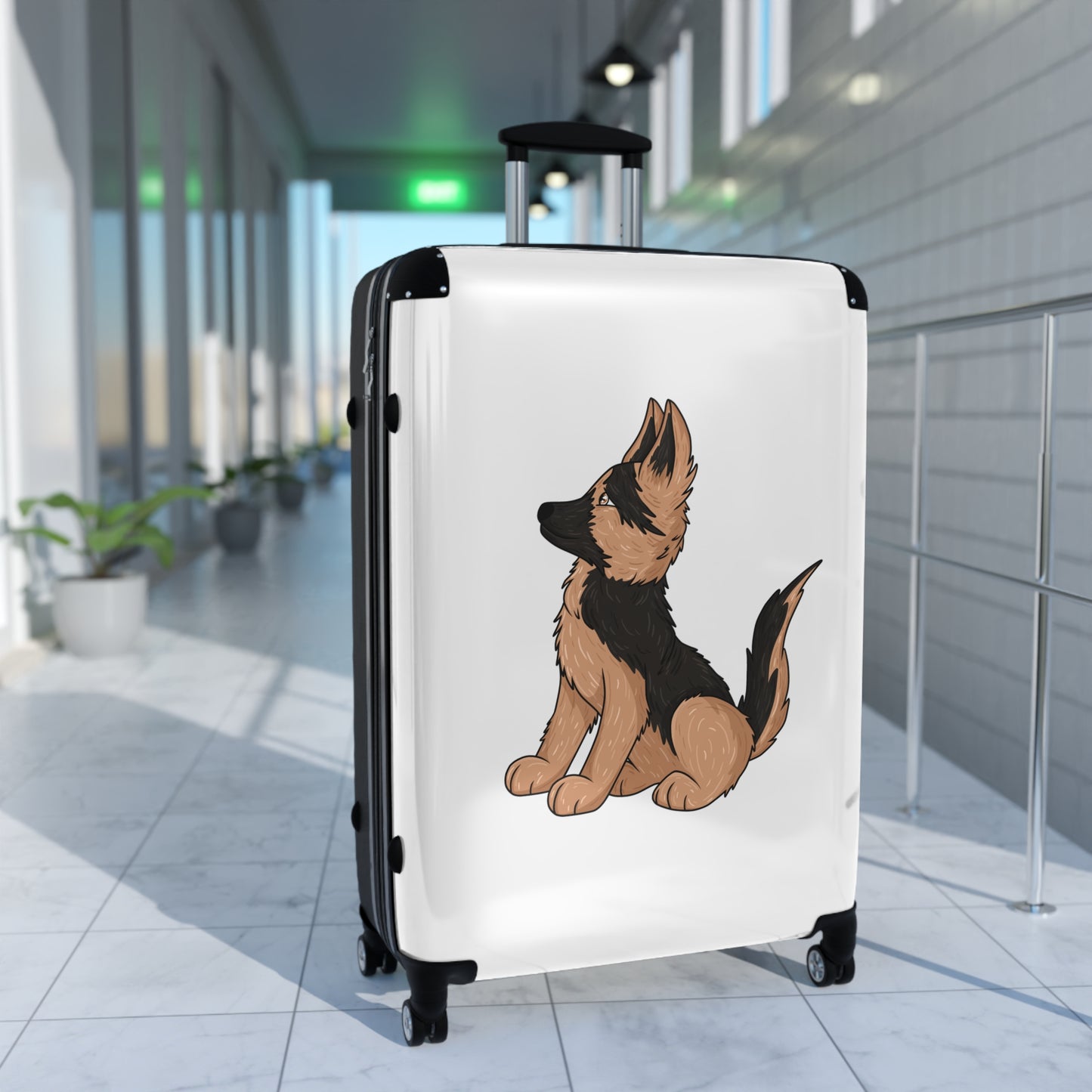 Personalized Dog Lover Suitcase - Featuring Cute German Shepherd Puppy Looking Upward