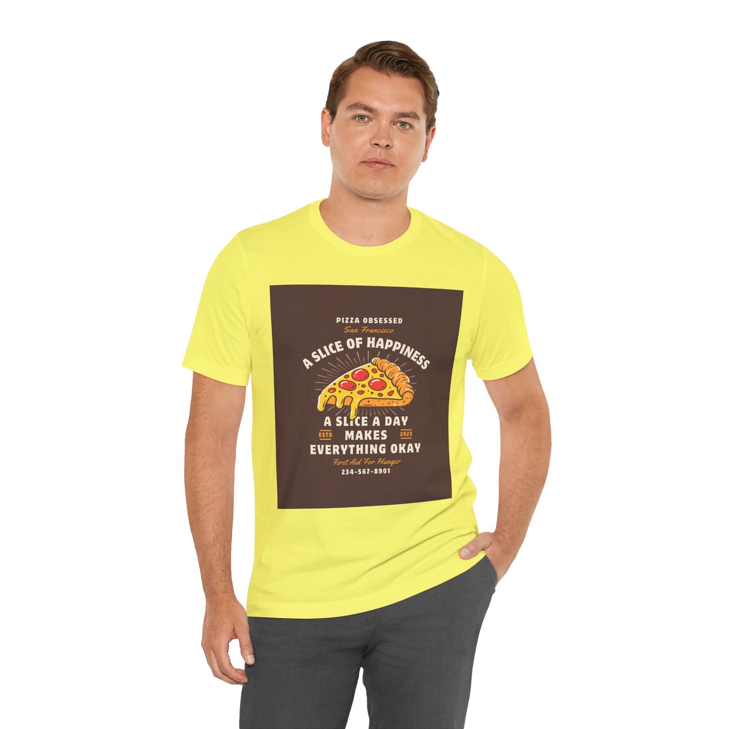 Pizza Lover's Happiness Tee, Fun Unisex T-Shirt, Casual Wear, Gift for Foodies, Pizza Party Attire, Comfortable Daily Shirt