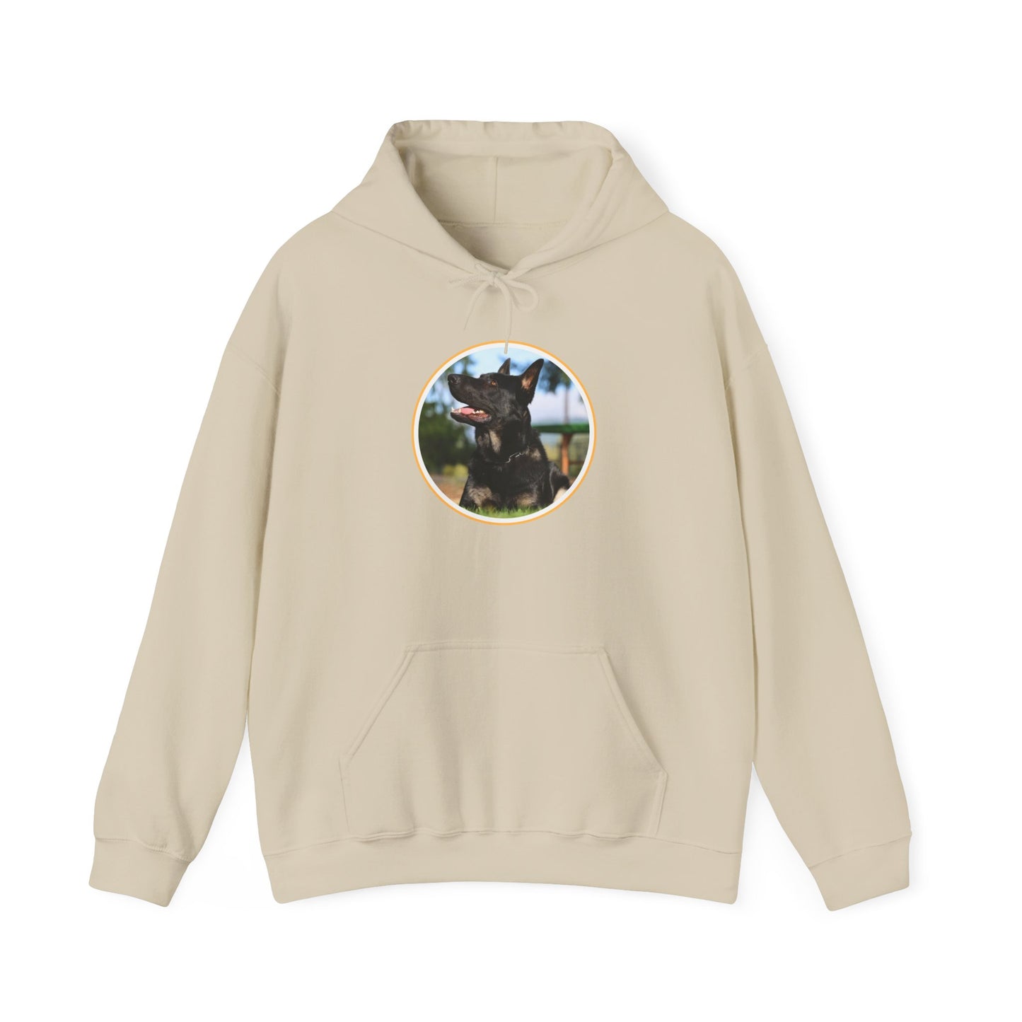 Unisex Dog Lover Hoodie With Bicolor German Shepherd with Intense Expression