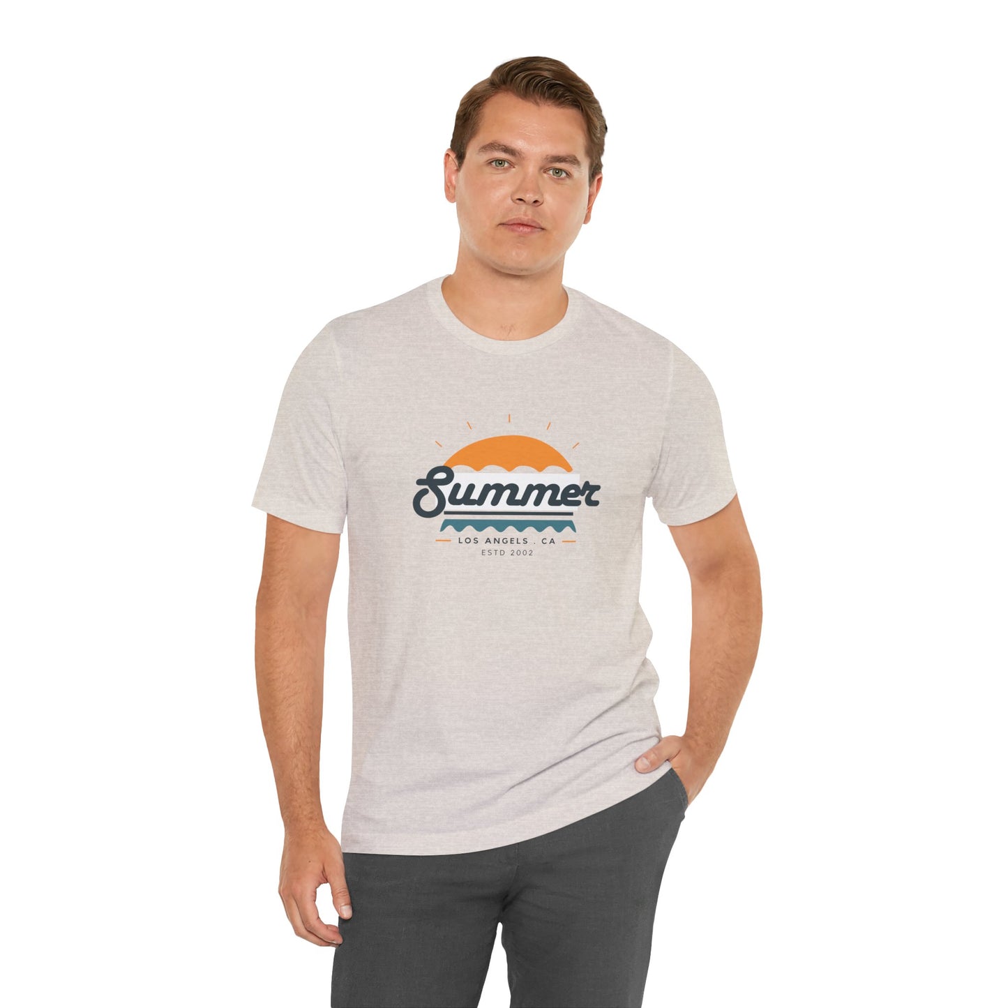 Summer Vibes Unisex Jersey Short Sleeve Tee, Beach Shirt, Casual Summer Wear, Gift for Friends, Coastal Adventure Top, LA Style Tee