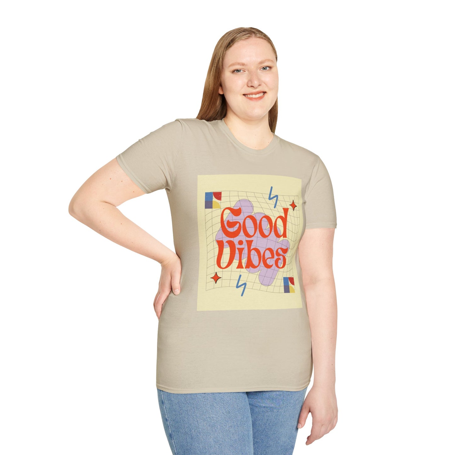 Good Vibes Unisex Softstyle T-Shirt, Relaxed Fit Tee, Casual Wear, Gift Idea, Positive Quotes, Everyday Comfort, Summer Fashion