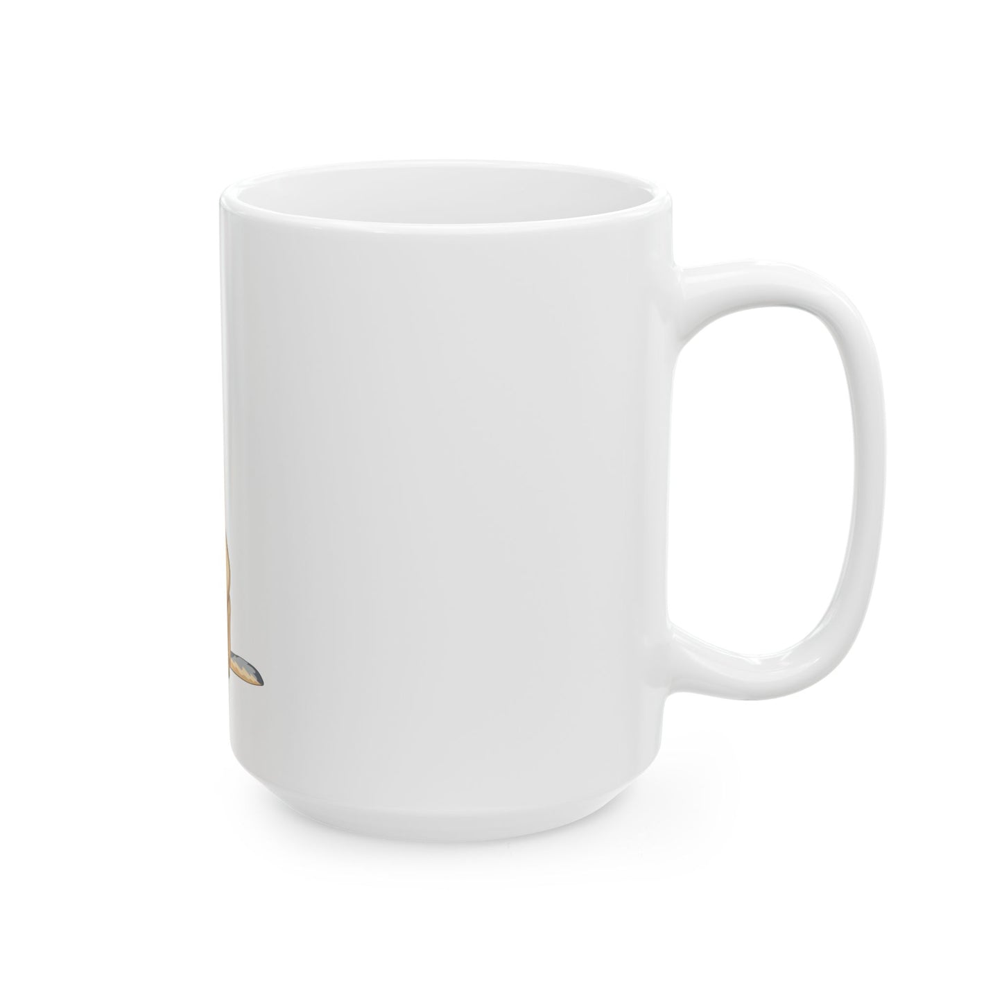 White Dog Lover Ceramic 15oz Mug With a Graphic of Showline German Shepherd Sloppily Sitting