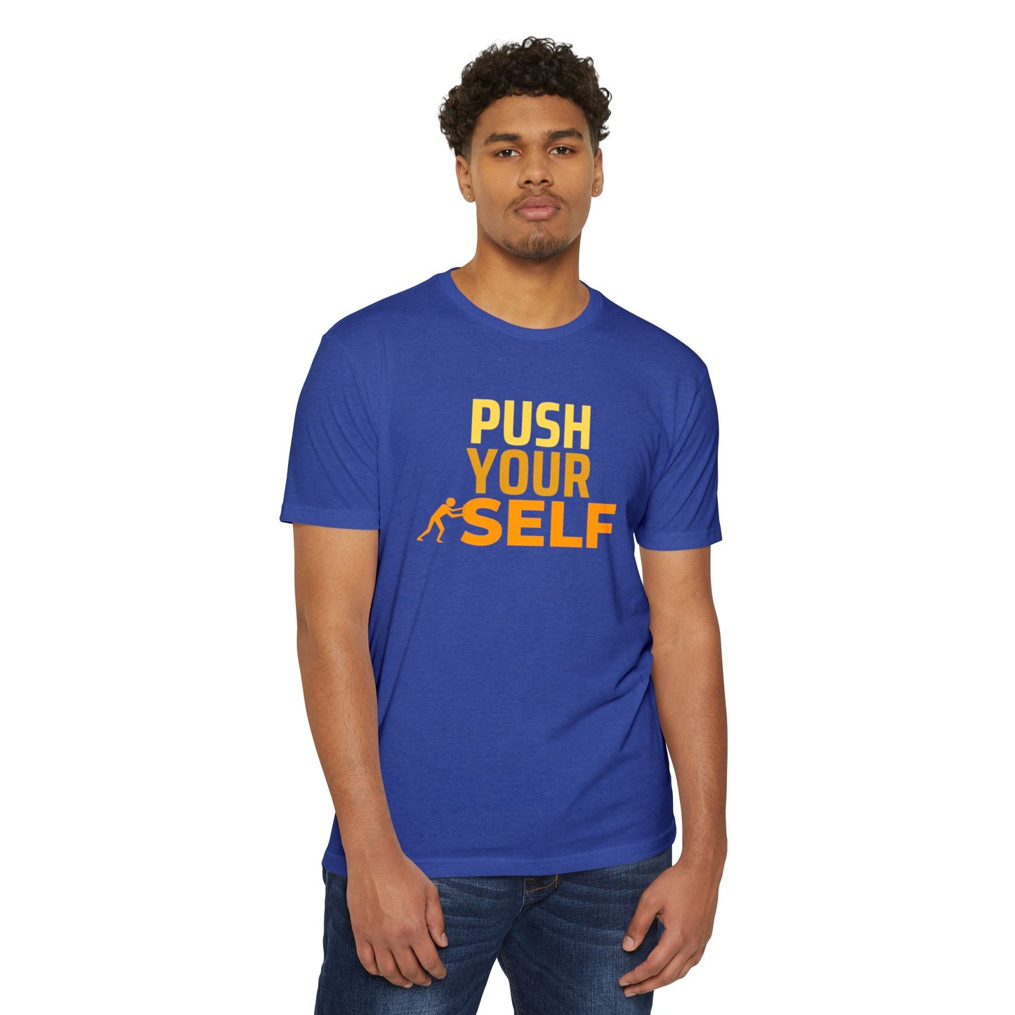 Motivational Fitness T-Shirt – "Push Your Self" - Cool Graphic Tee, Workout Shirt, Gift for Gym Lovers, Unisex Activewear, Casual Wear