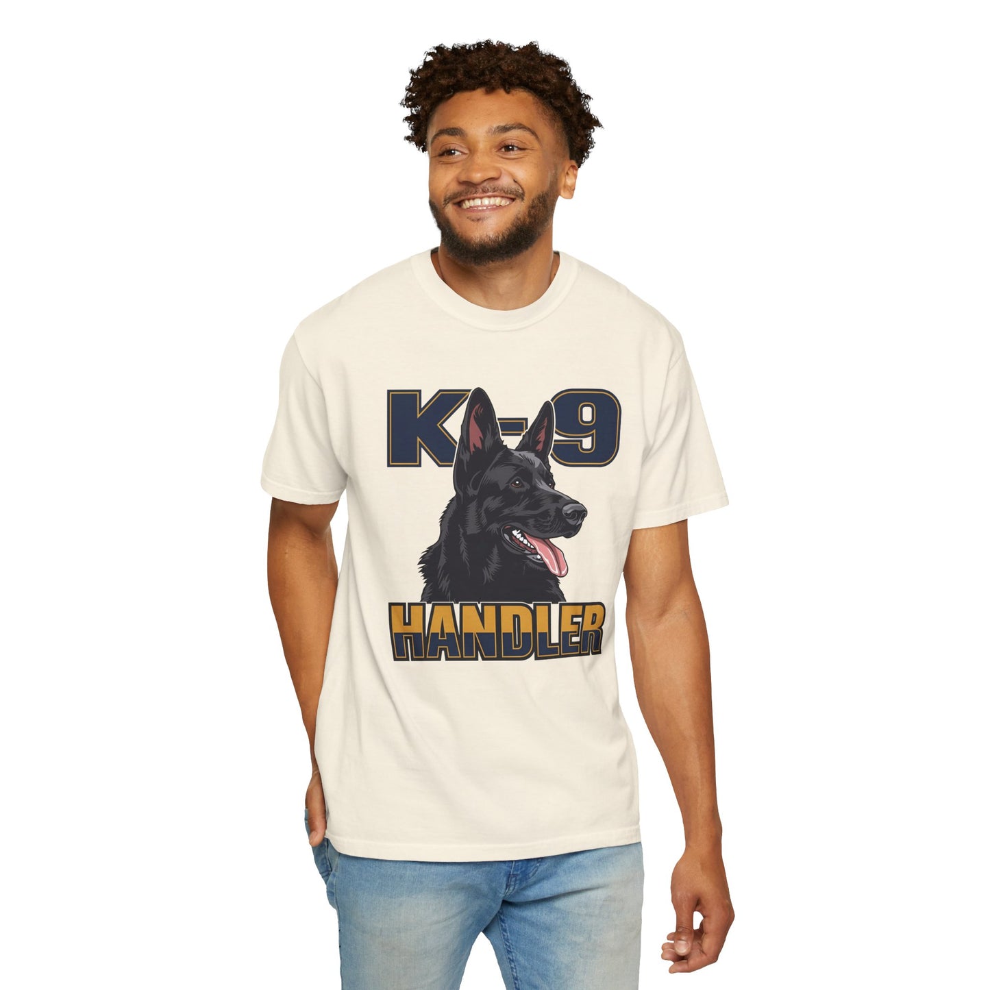 Black German Shepherd K-9 Handler T-Shirt, Garment-Dyed Unisex Tee for Dog Lovers