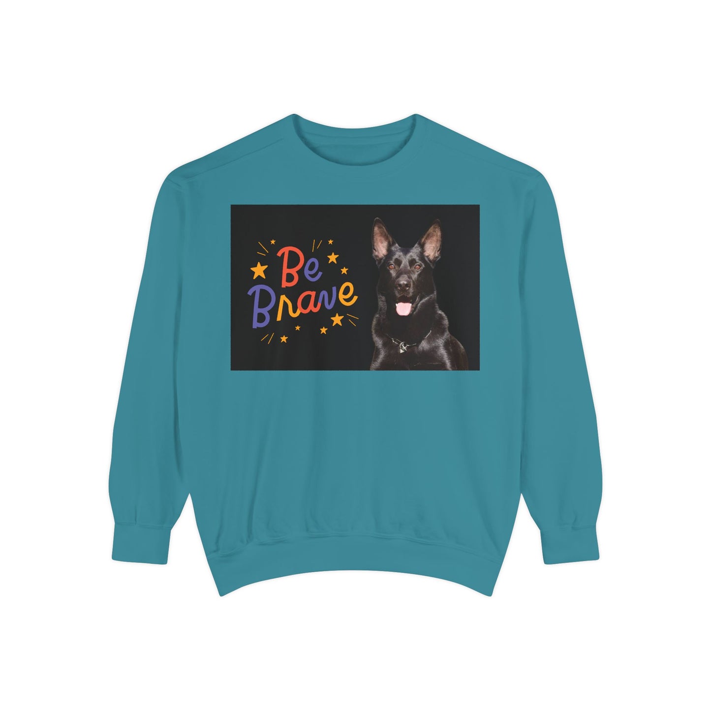 Be Brave Unisex Black German Shepherd Sweatshirt - Encouraging Pet-Themed Apparel for Dog Lovers