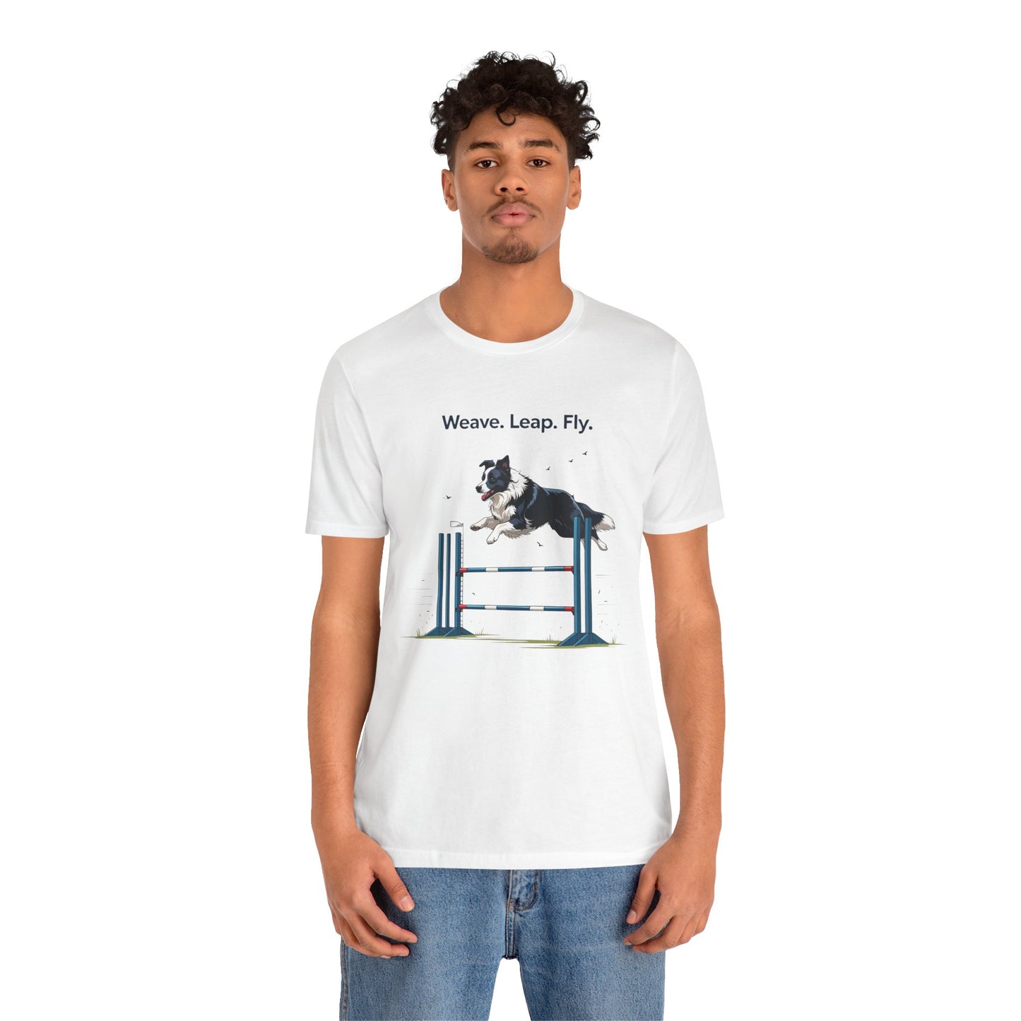 Dog Agility Spirit T-Shirt, Weave Leap Fly Tee, Gifts for Dog Lovers, Pet Enthusiasts, Animal Lovers T-Shirt, Casual Wear, Dog Show Gear