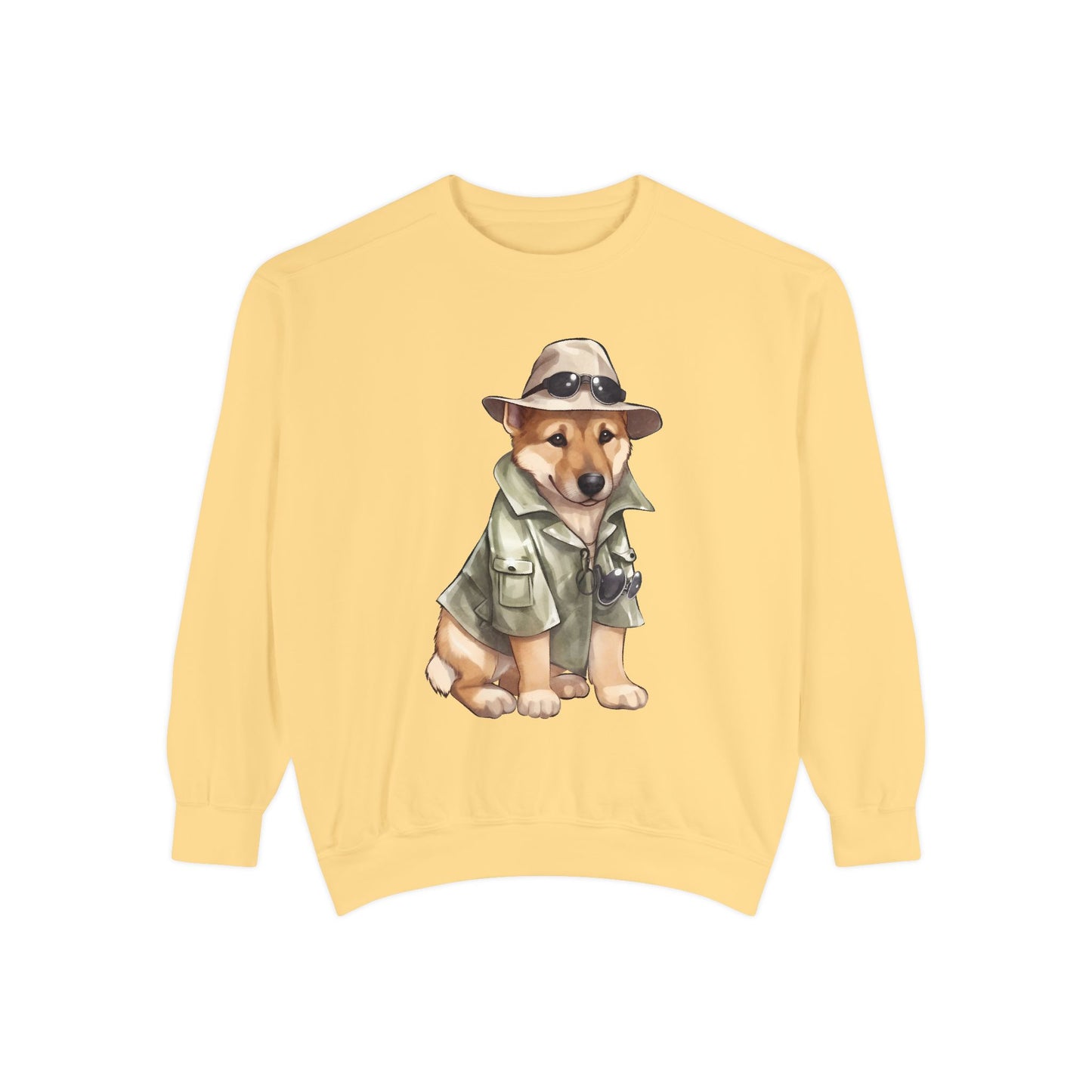 Unisex Dog Lover Sweatshirt With a Graphic of German Shepherd Wearing Detector's Hat and Costume
