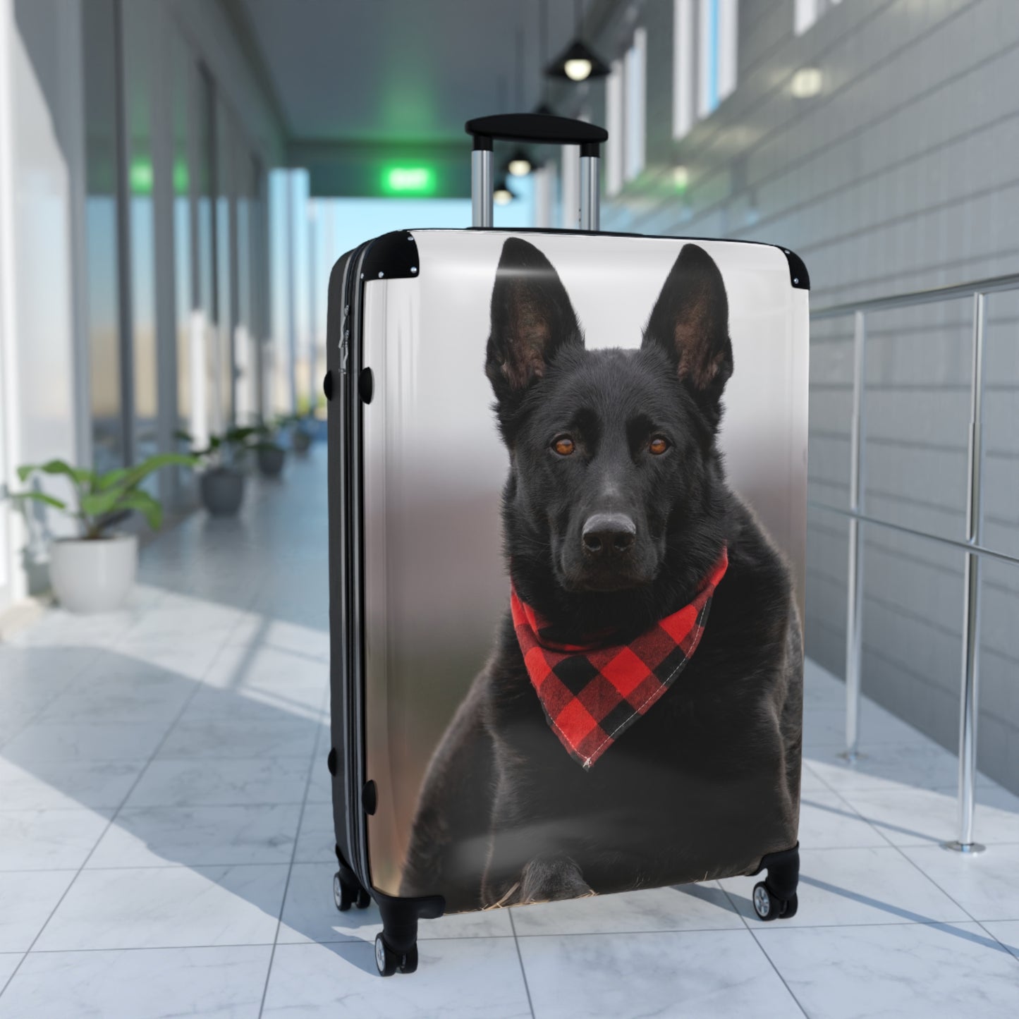 Custom Pet Suitcase Featuring Working Line German Shepherd Wearing a Neckerchief