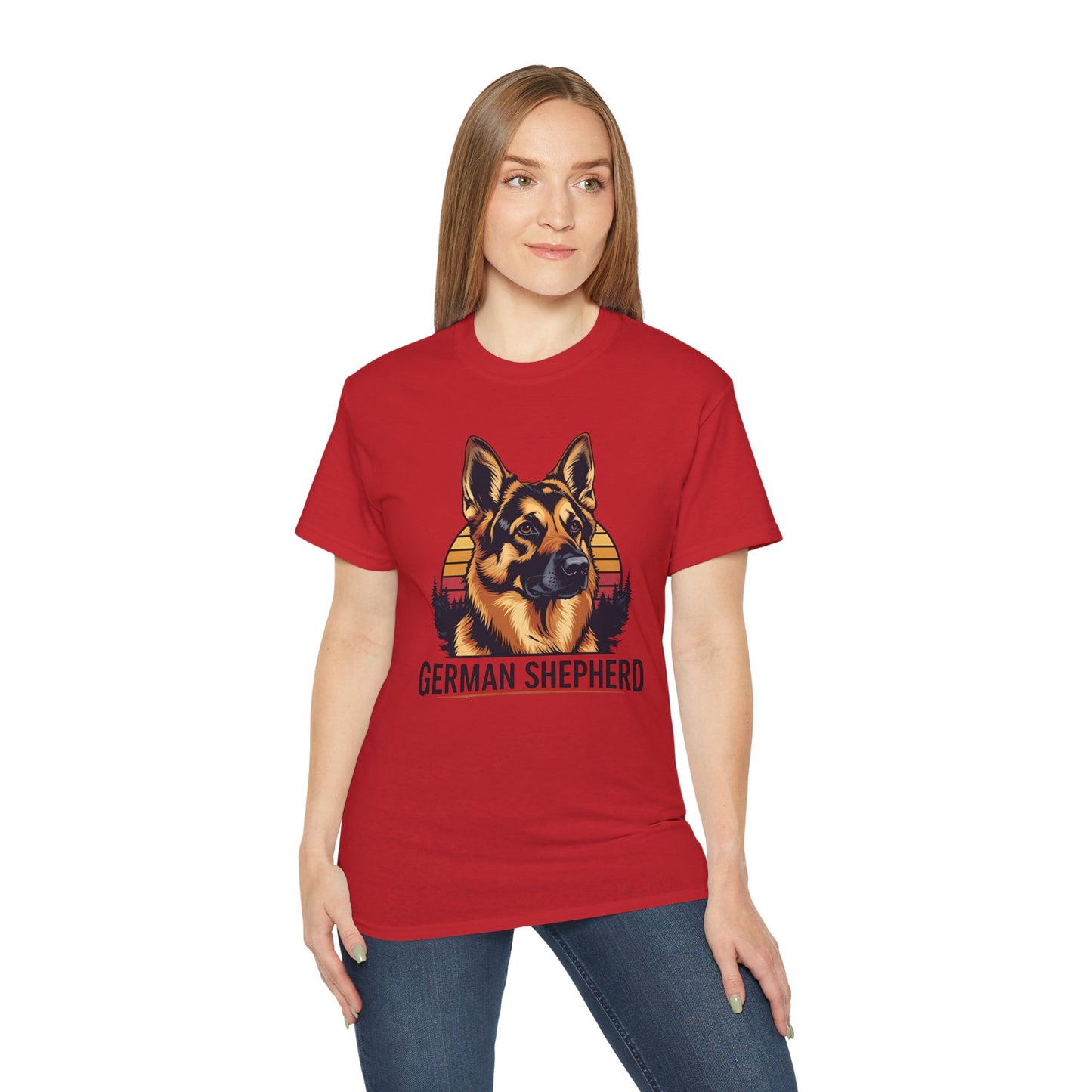 German Shepherd Ultra Cotton Tee, Dog Lover Gift, Retro Design, Pet Owner Shirt, Animal Apparel, Birthday Gift, Casual Wear