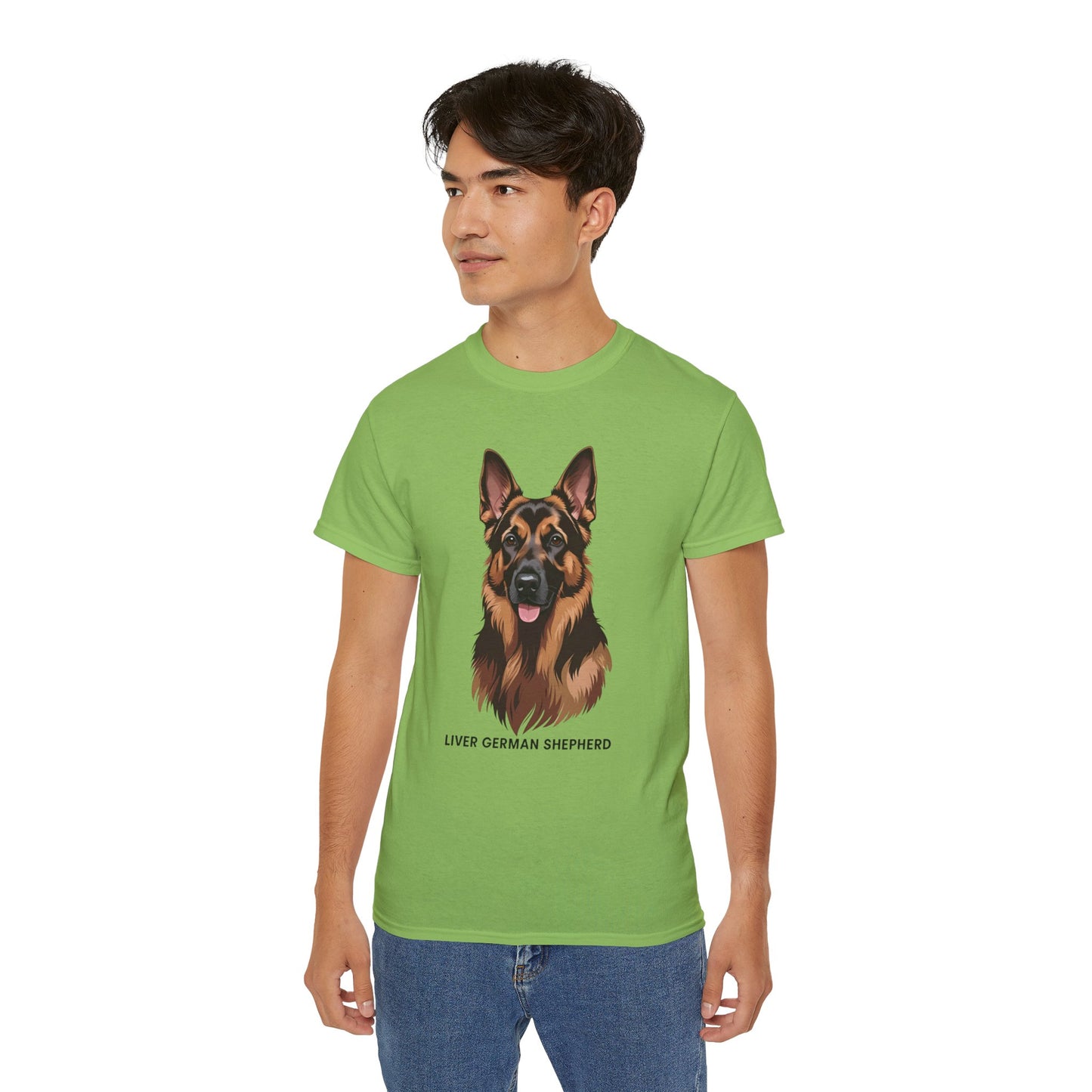 Liver German Shepherd Tee, Dog Lover Shirt, Pet Owner Gift, Animal Print T-Shirt, Unisex Graphic Tee, Birthday Present for Dog Lovers