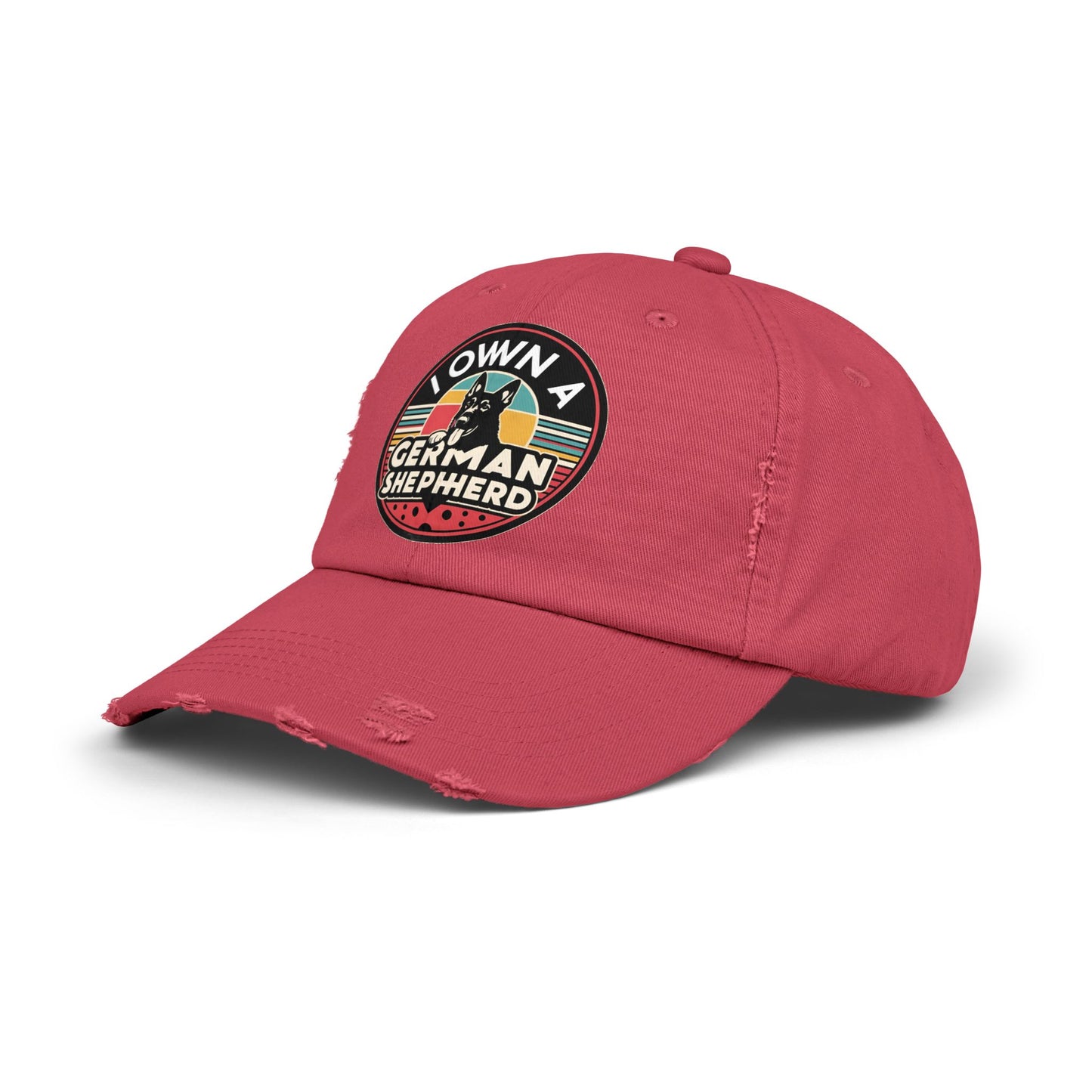 German Shepherd Distressed Cap With Retro Vintage Background - Pet Owner Gift, Casual Everyday Wear