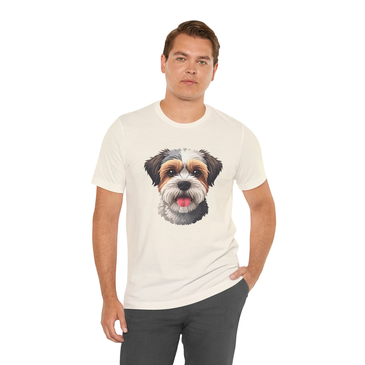 Unisex Dog Lover T-Shirt Featuring a 3D Design of Cute Fluffy Bichon Frise Mix | Gift for Dog Owners