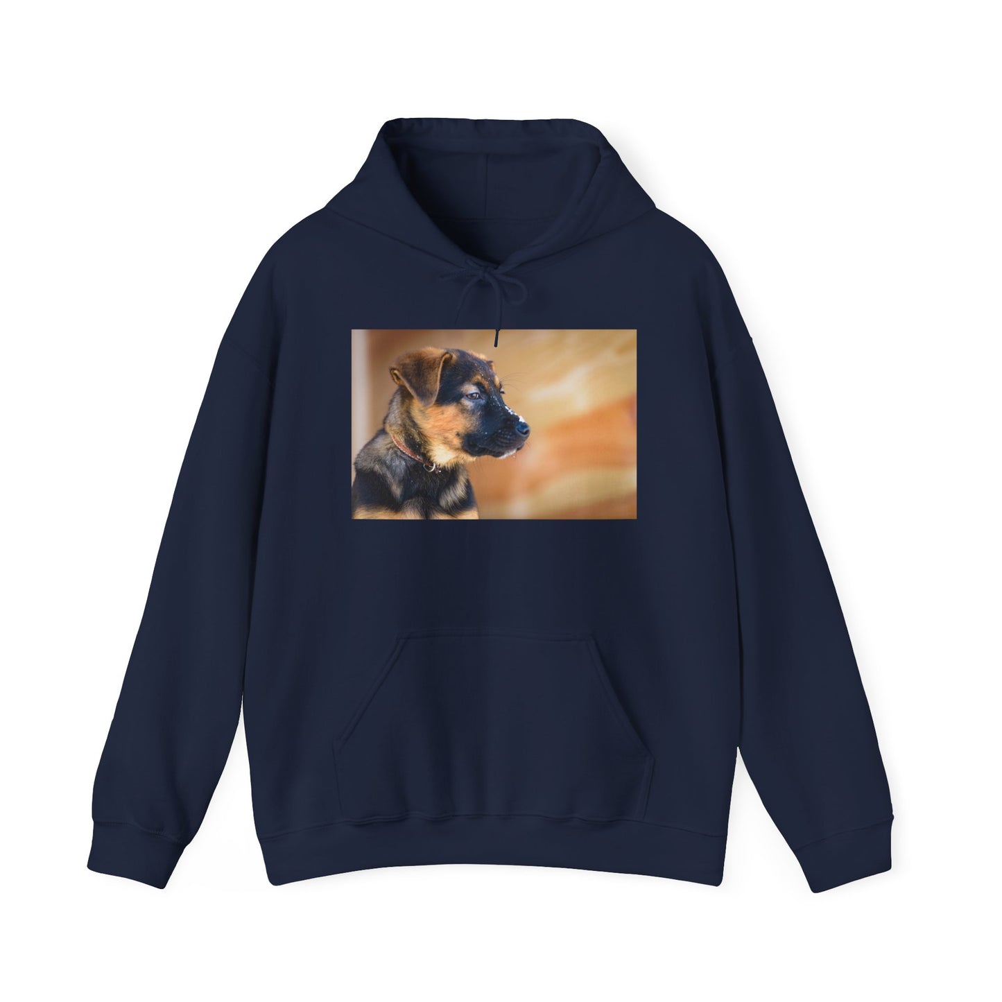 A Unisex Dog Lover Hoodie With a and Red German Shepherd Puppy With Floppy Ears