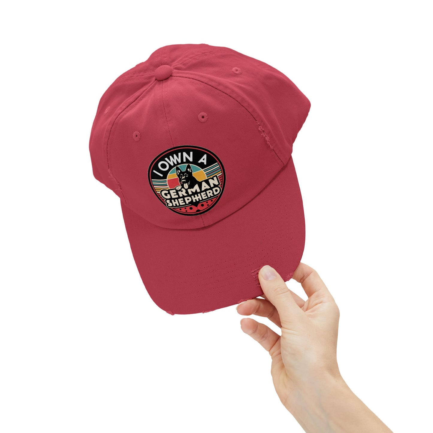 German Shepherd Distressed Cap With Retro Vintage Background - Pet Owner Gift, Casual Everyday Wear