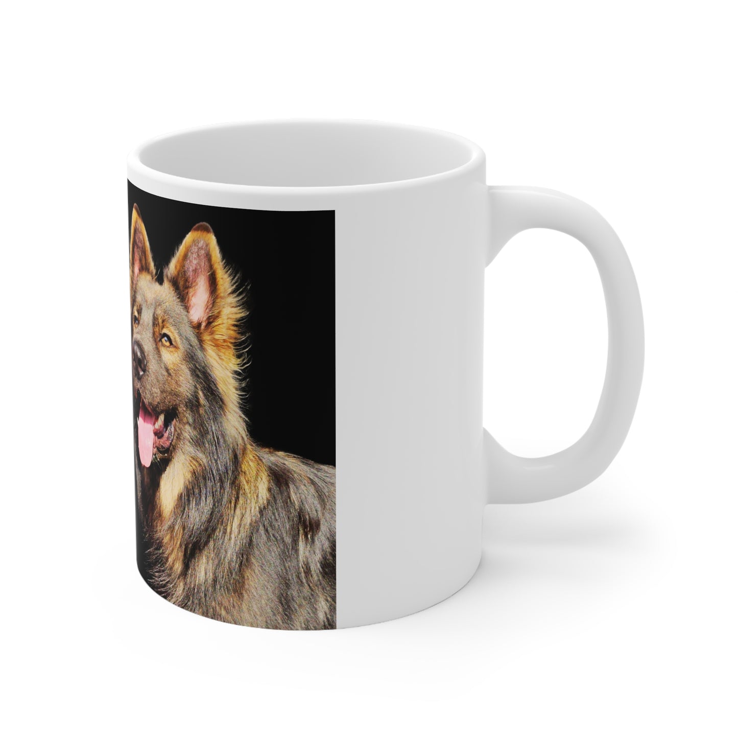 White Ceramic Dog Lover Mug With an Old-Fashioned German Shepherd and Caption My Faithful Friend For Life