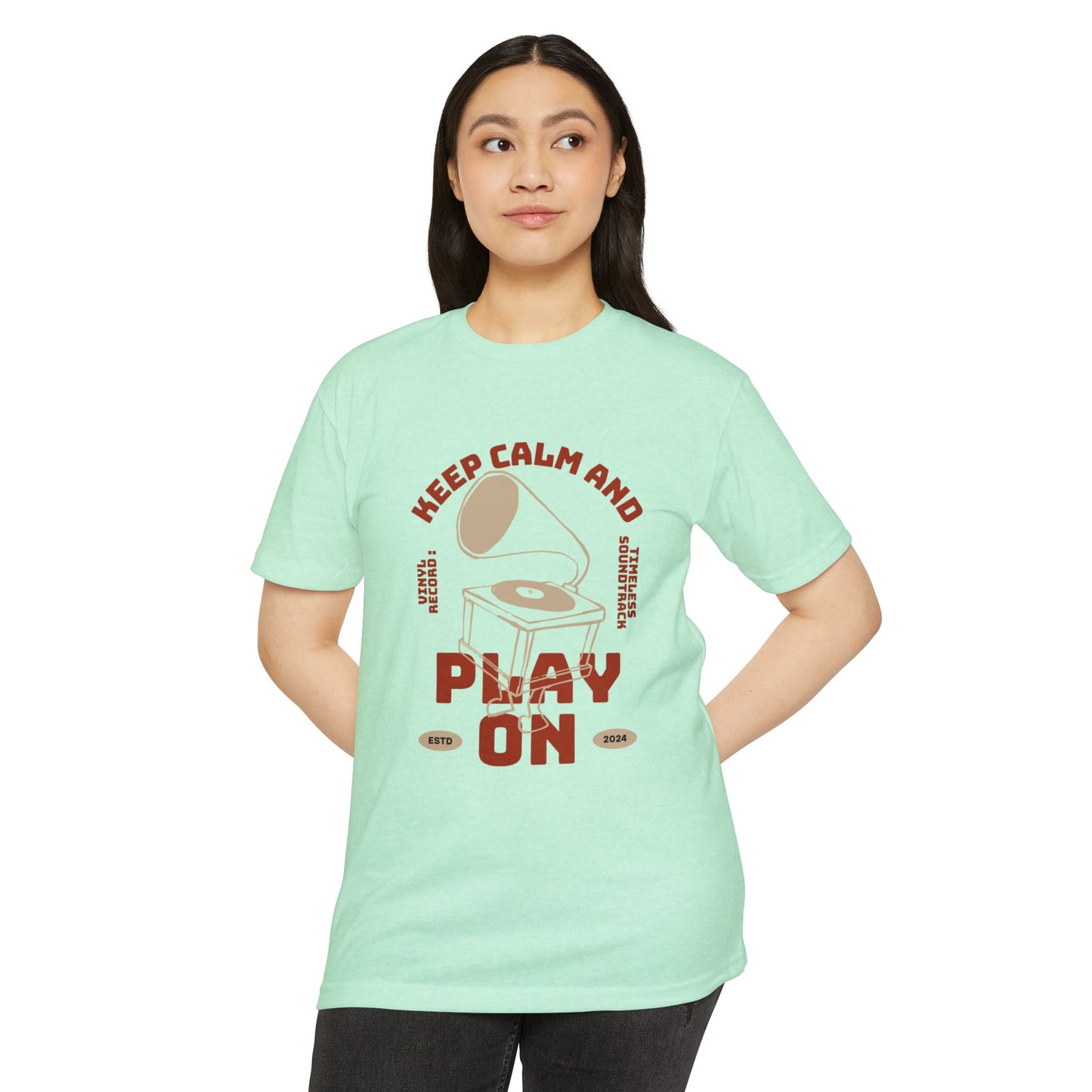 Retro Music Vibe T-Shirt, Unisex Tee, Gift for Music Lovers, Keep Calm and Play On Shirt, Casual Summer Wear, Music Themed Apparel