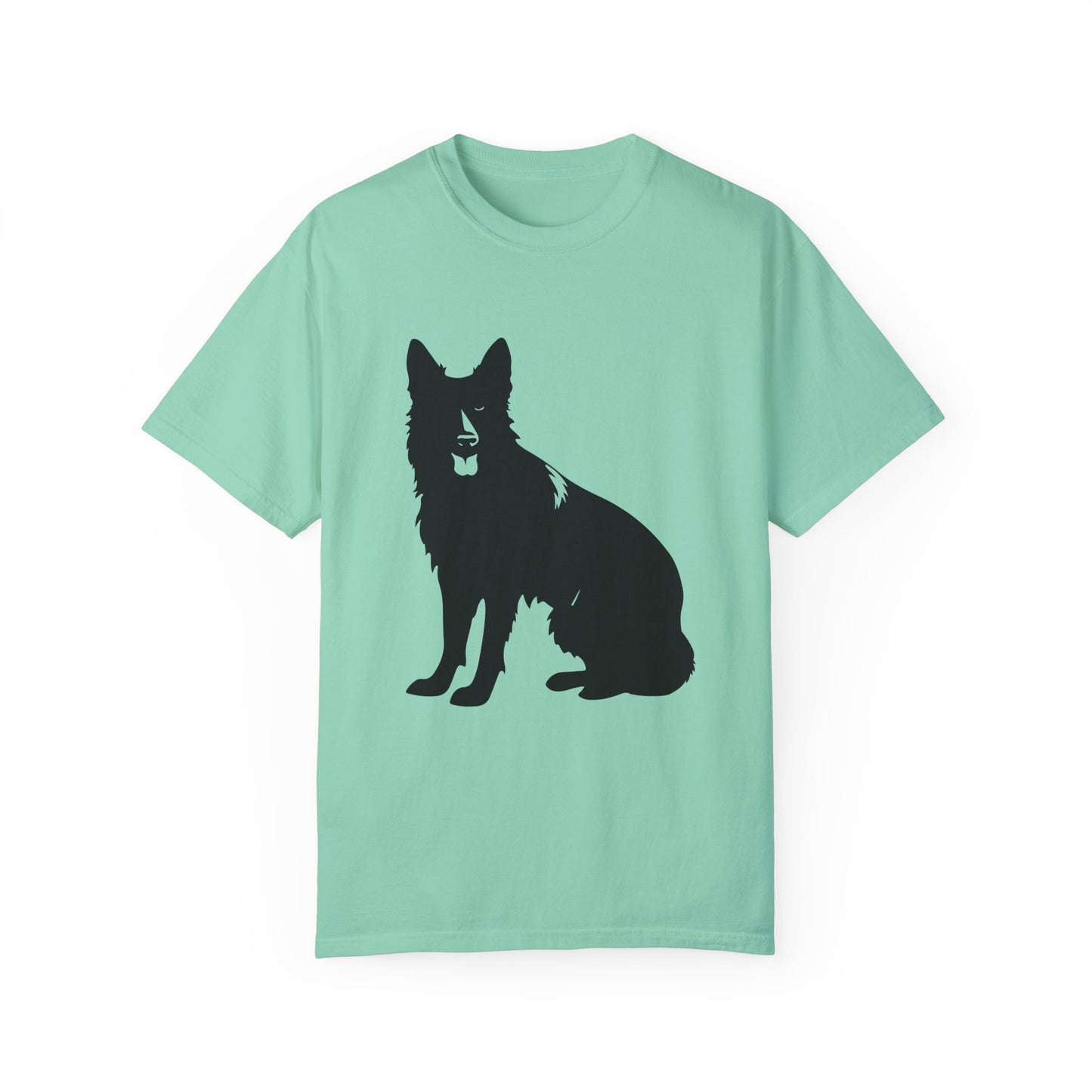 Unisex T-shirt With Graphic of Black German Shepherd Sloppy Sitting