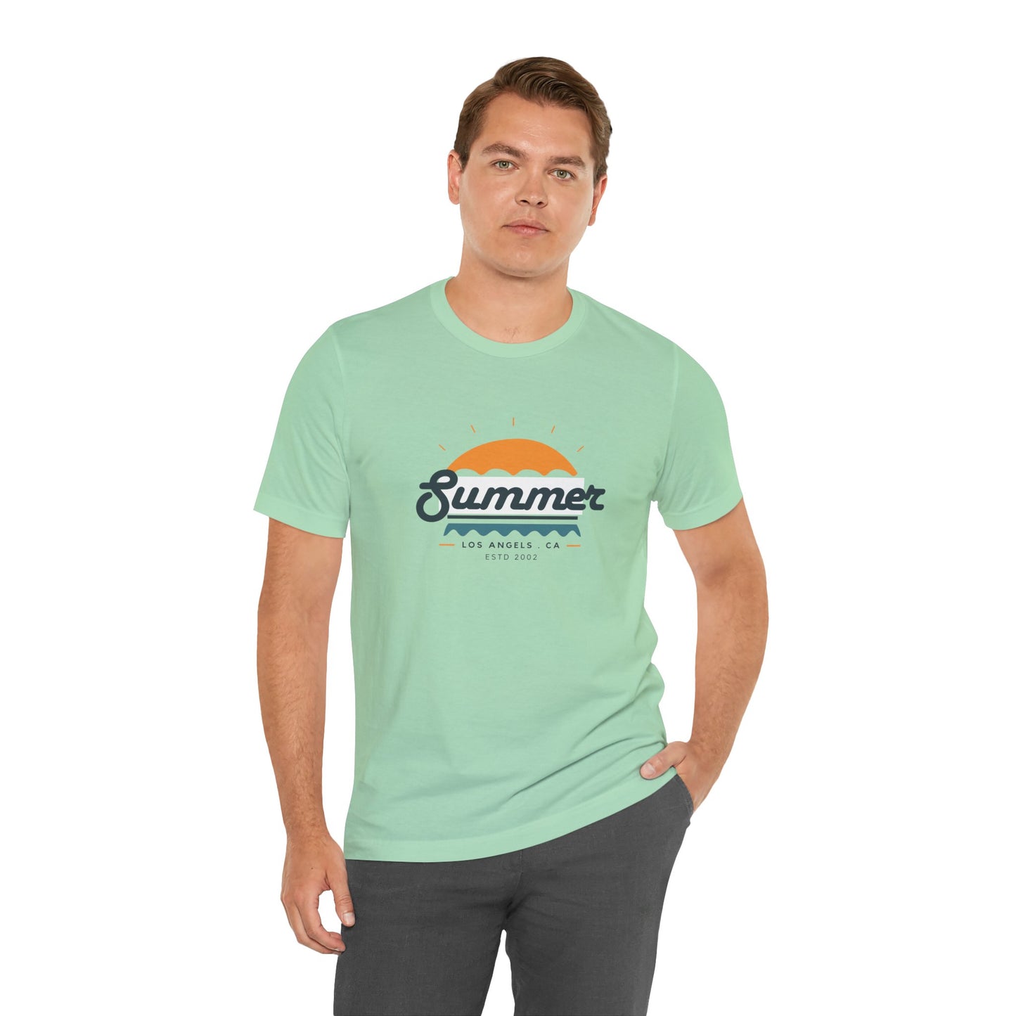 Summer Vibes Unisex Jersey Short Sleeve Tee, Beach Shirt, Casual Summer Wear, Gift for Friends, Coastal Adventure Top, LA Style Tee