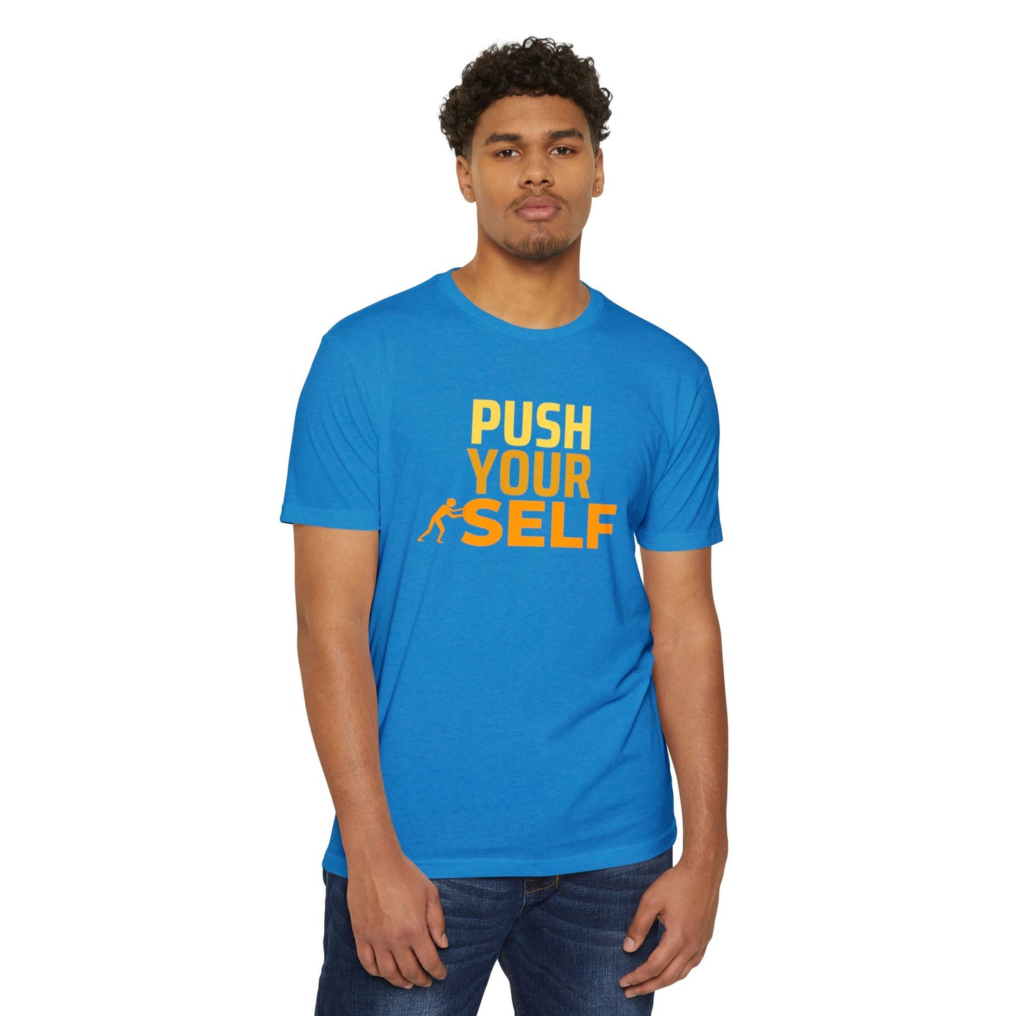Motivational Fitness T-Shirt – "Push Your Self" - Cool Graphic Tee, Workout Shirt, Gift for Gym Lovers, Unisex Activewear, Casual Wear