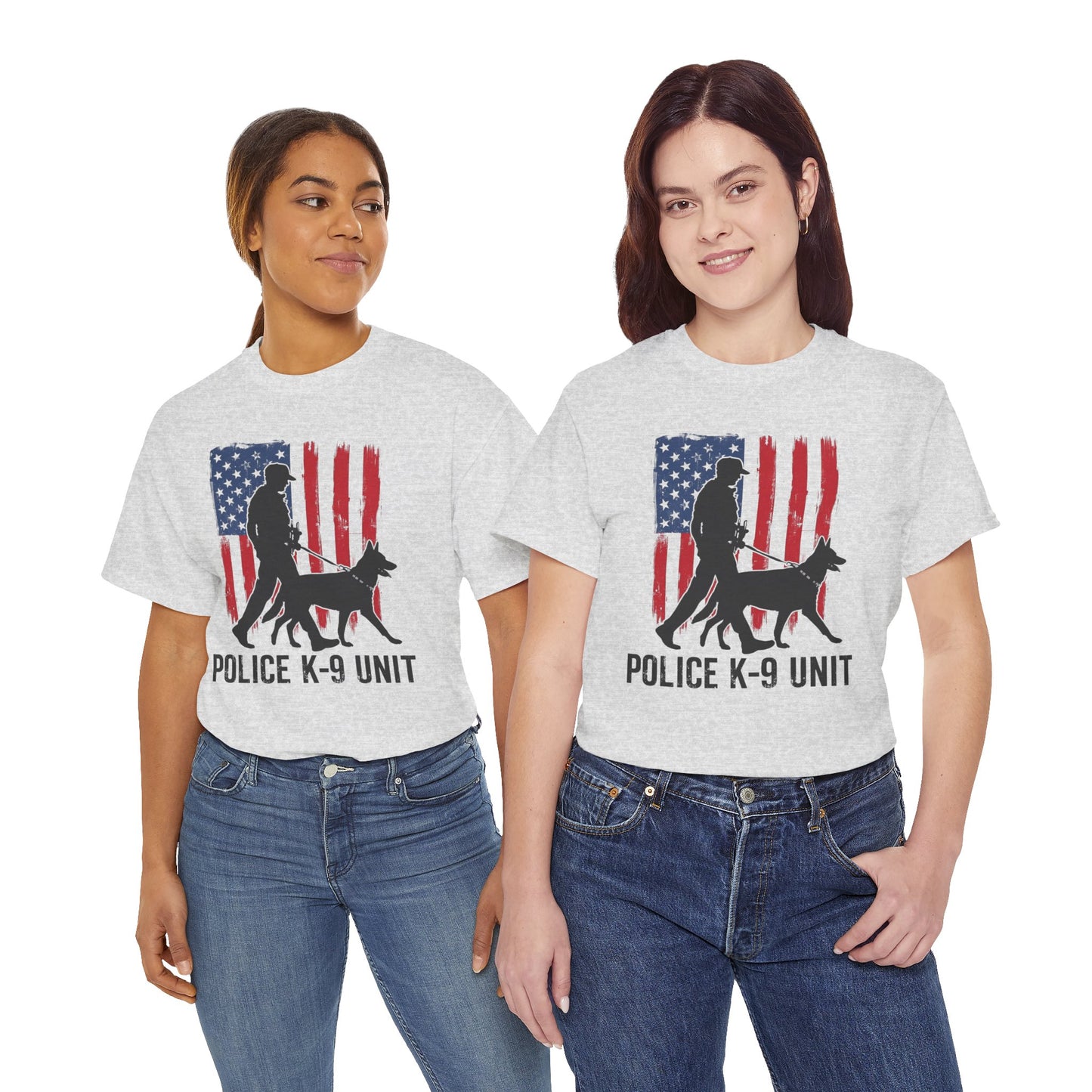Patriotic Police K-9 Unit Heavy Cotton Tee, Unisex Cotton Shirt for Dog Lovers, Law Enforcement Apparel, Gifts for Police Officers