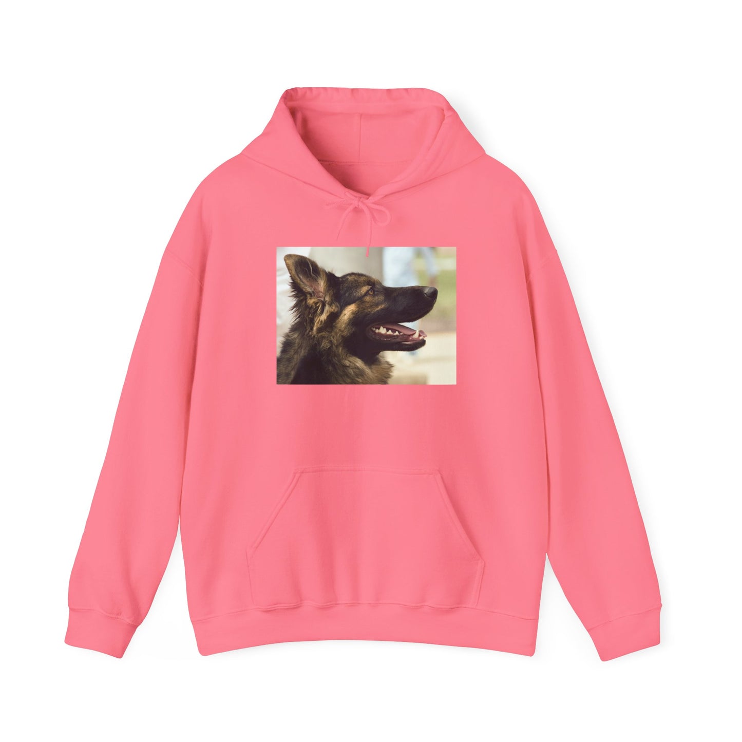 A Unisex Hoodie With Close Up of Working German Shepherd Mouth Opened
