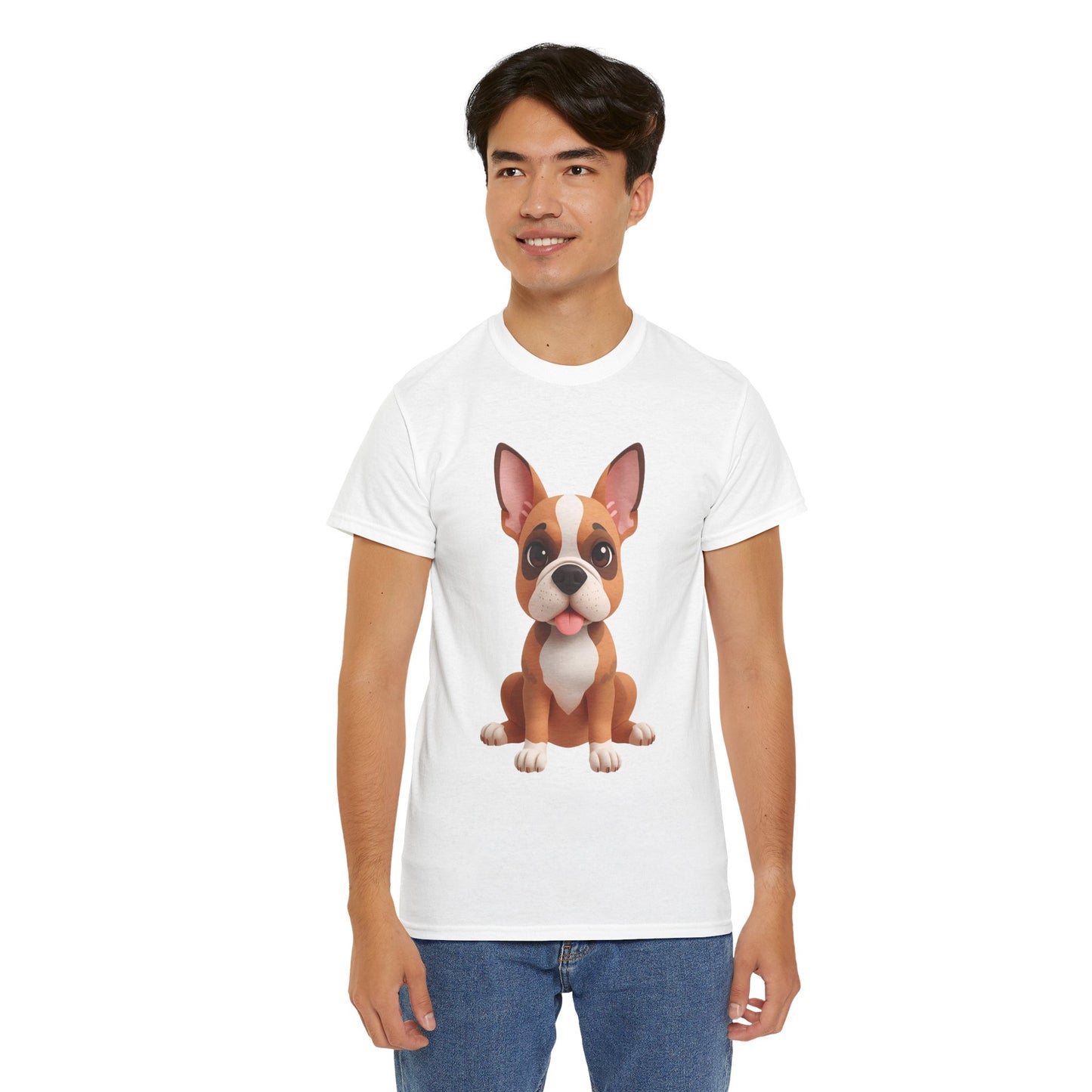 Cute 3D French Bulldog T-Shirt Unisex Heavy Cotton Tee, Dog Lover Gift
