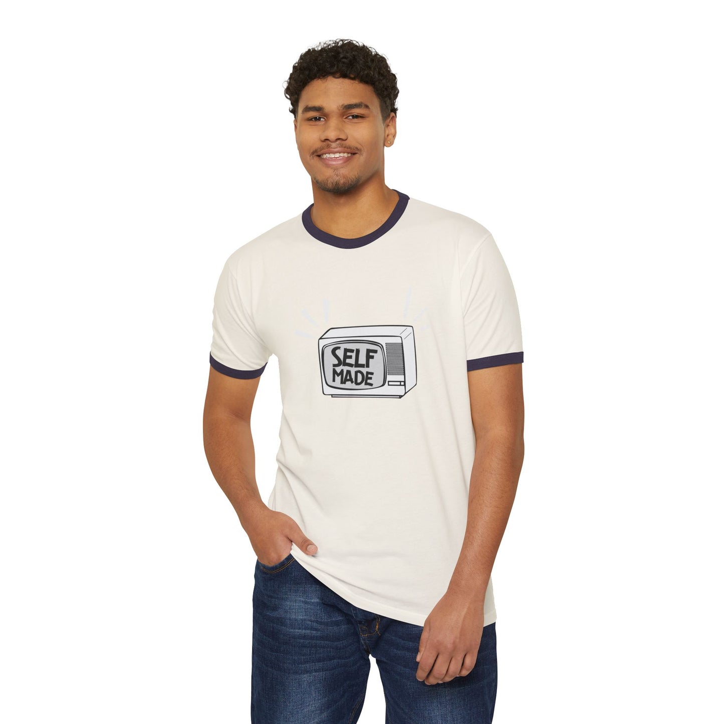 Self Made Unisex Cotton Ringer T-Shirt | Vintage Style Tee, Motivational Gift, Casual Wear, Entrepreneurship Shirt, Everyday Comfort