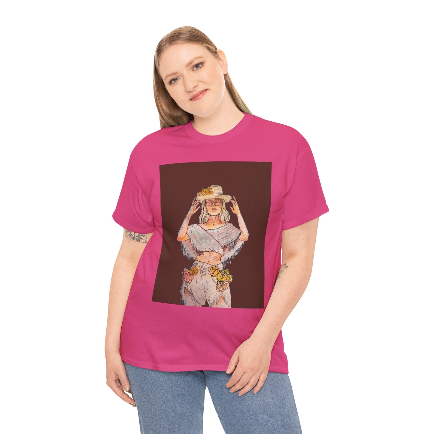 Bohemian Vibes Unisex Heavy Cotton Vintage Tee, Casual Wear, Summer Style Shirt, Gift for Her, Festival Outfit, Art-Inspired Apparel
