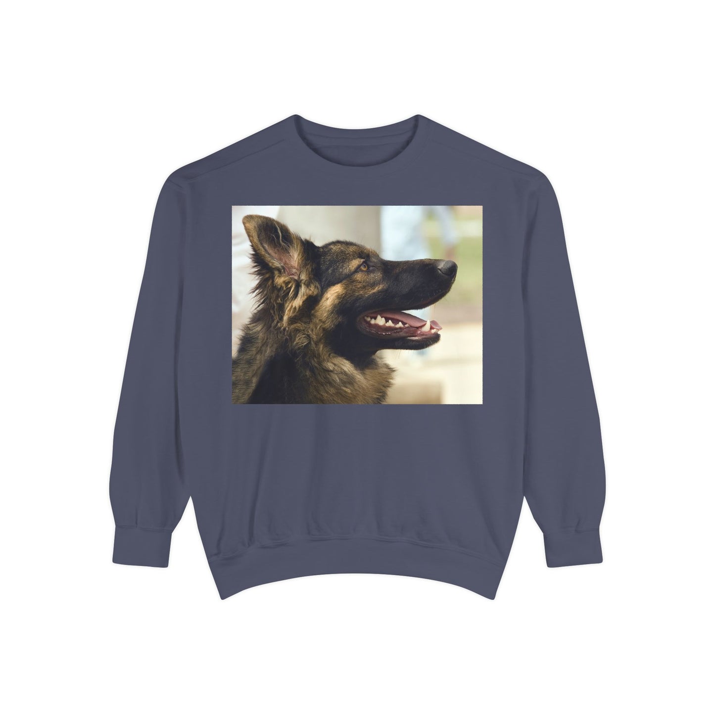 Unisex Dog Lover Sweatshirt With Close Up of Working German Shepherd Mouth Opened