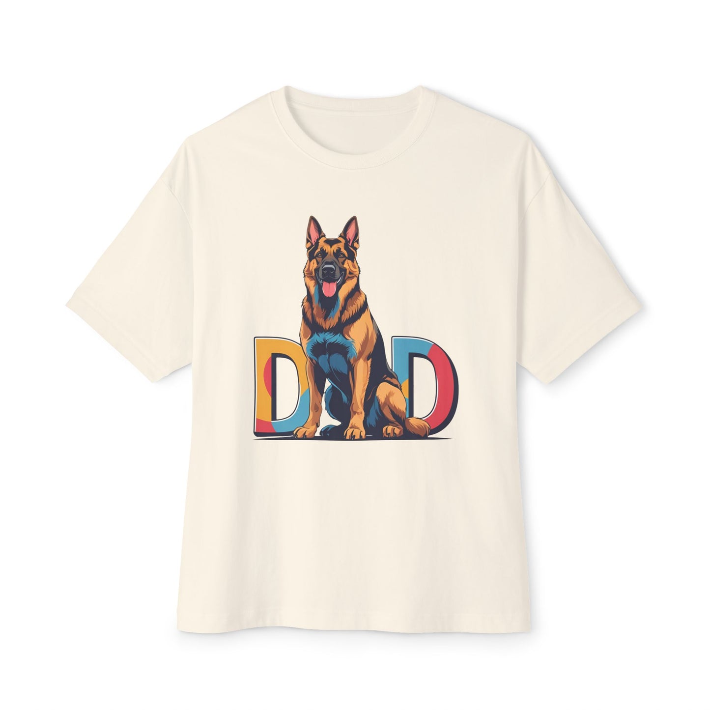 German Shepherd Dad Unisex Oversized Boxy Tee, Dog Lover Gift, Pet Portrait Shirt, Casual Streetwear, Animal Lover Apparel
