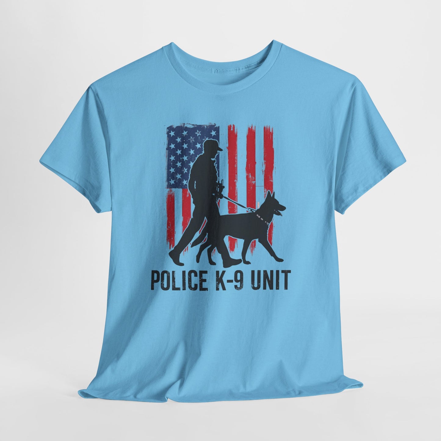 Patriotic Police K-9 Unit Heavy Cotton Tee, Unisex Cotton Shirt for Dog Lovers, Law Enforcement Apparel, Gifts for Police Officers