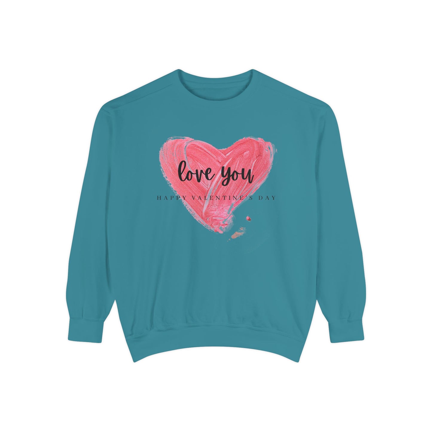 Unisex Valentine's Day Sweatshirt With Brush Art of Red Heart and Caption Love You Inside