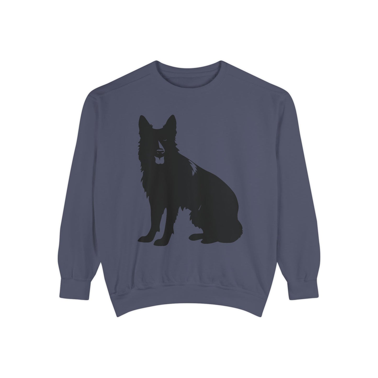 Unisex Dog Lover Sweatshirt With Graphic of Black German Shepherd With Hanging Tongue Sloppily Sitting