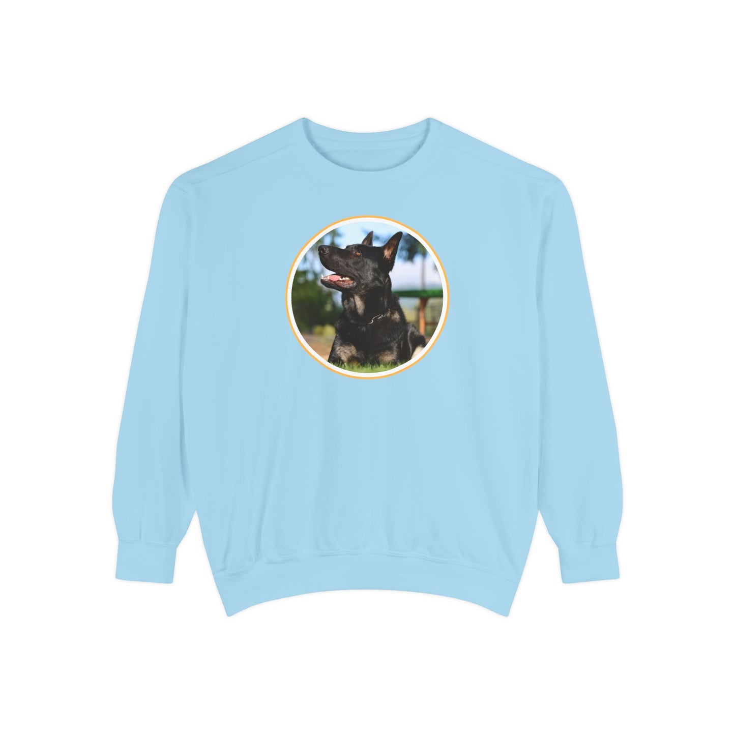 Unisex Dog Lover Sweatshirt With Close Up of Bicolor German Shepherd Inside Round Shape