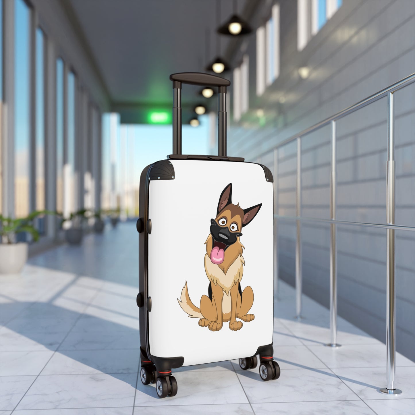 Funny Dog Design Suitcase - Cartoon of German Shepherd Sloppily Sitting