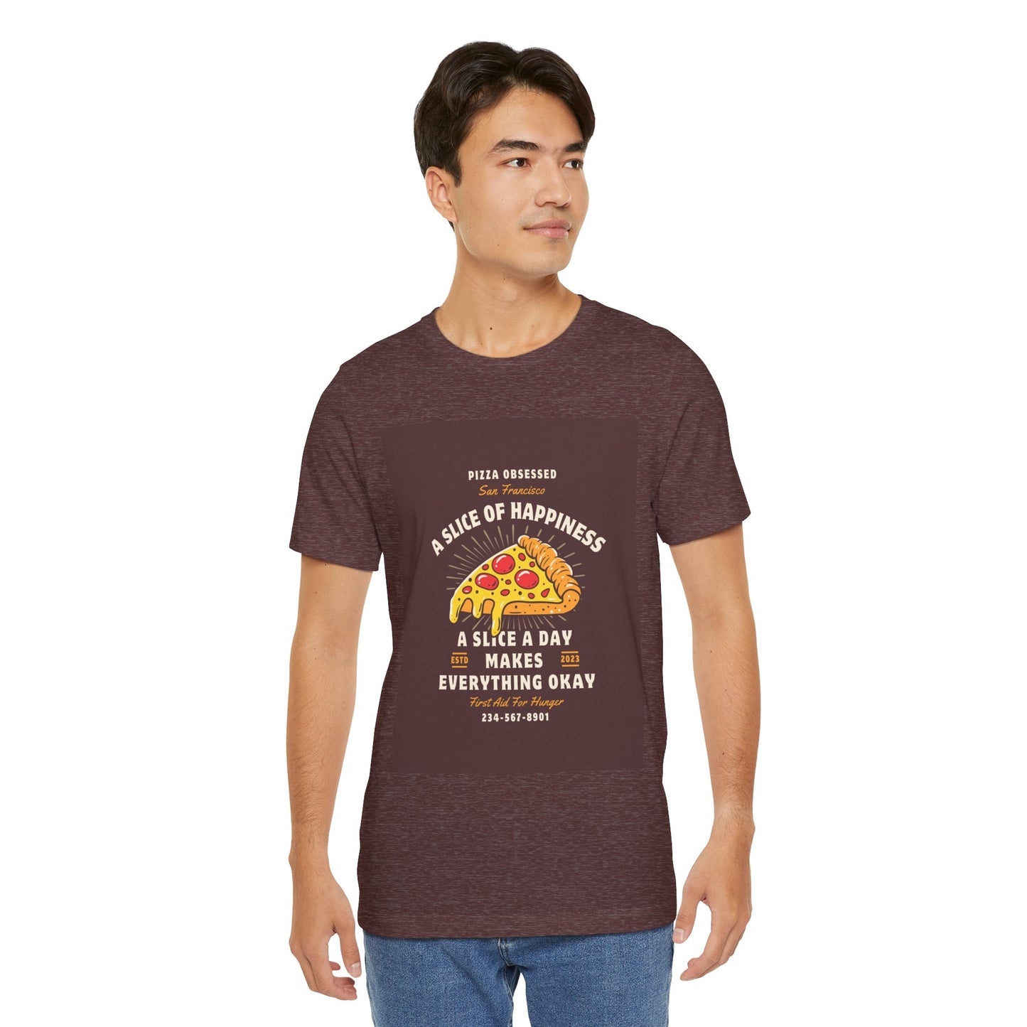 Pizza Lover's Happiness Tee, Fun Unisex T-Shirt, Casual Wear, Gift for Foodies, Pizza Party Attire, Comfortable Daily Shirt