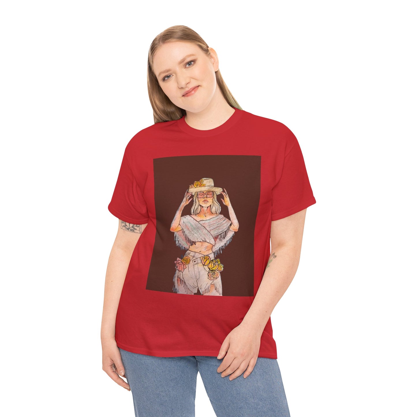 Bohemian Vibes Unisex Heavy Cotton Vintage Tee, Casual Wear, Summer Style Shirt, Gift for Her, Festival Outfit, Art-Inspired Apparel