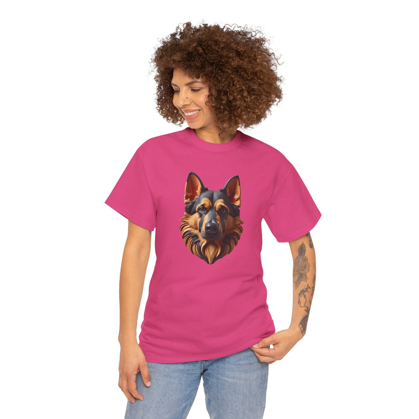 German Shepherd Lover Tee With 3D Design, Unisex Cotton Shirt, Dog T-Shirt, Pet Lovers Gift, Animal Enthusiast Apparel