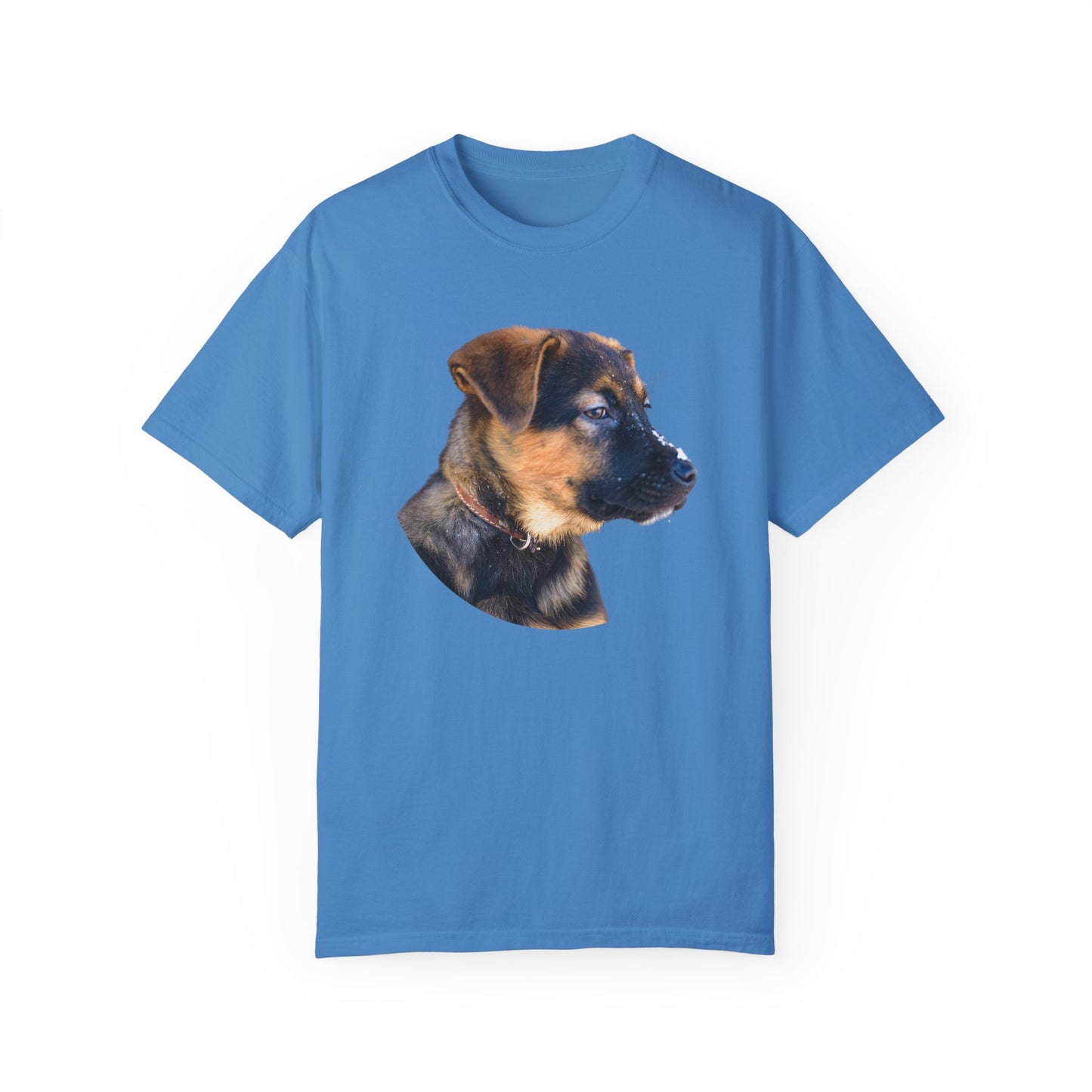 Unisex T-Shirt With Close Up Face of German Shepherd Puppy With Floppy Ears