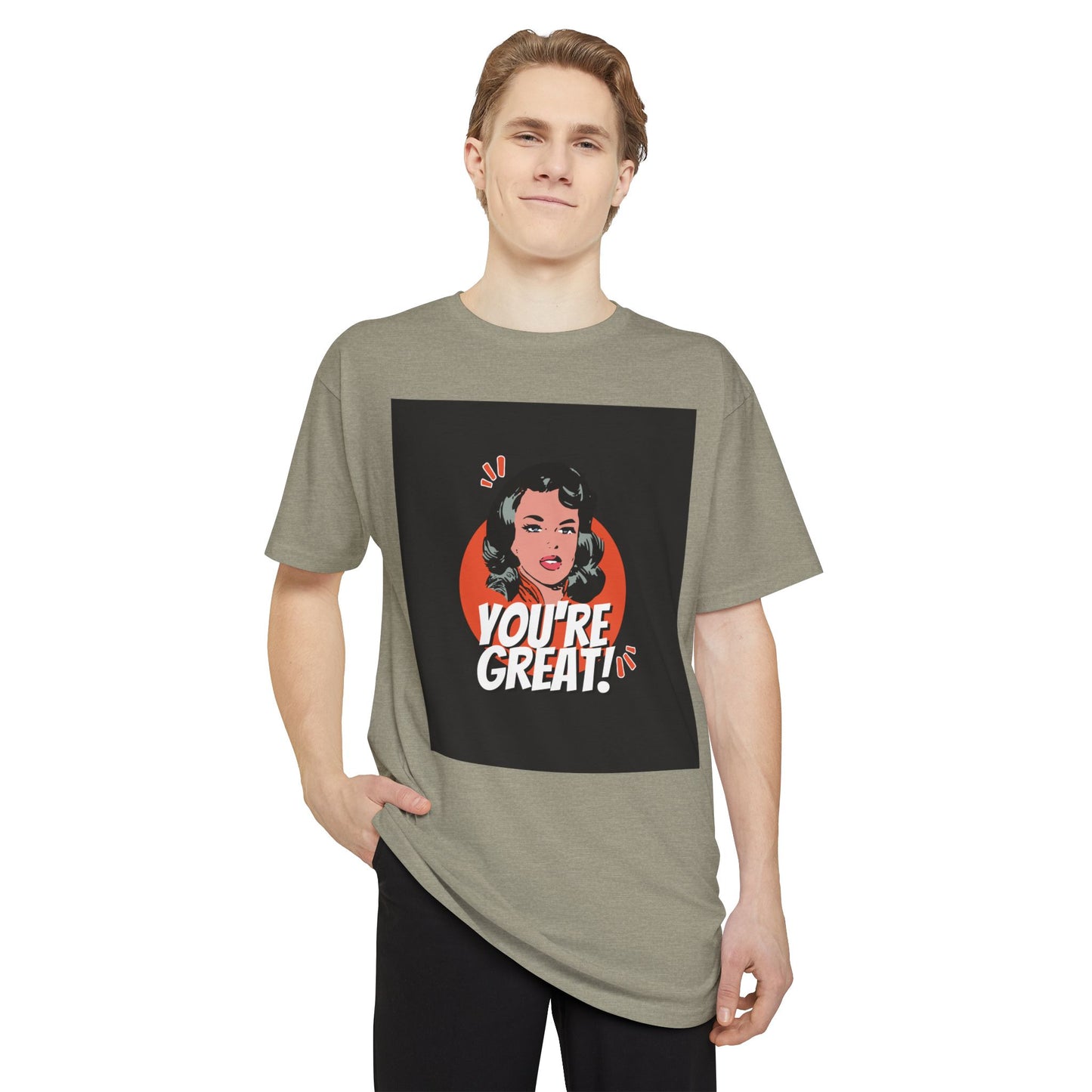 Unisex Long Body Urban Tee - "You're Great!" Graphic Tee, Casual Streetwear, Positive Affirmation Shirt, Gift for Friends, Everyday Style