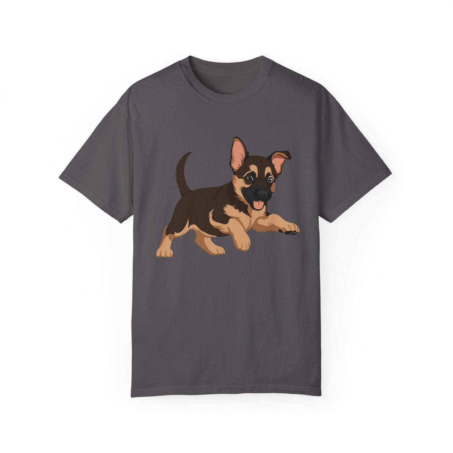 Unisex Dog Lover T-Shirt With a Graphic of Cute Playing German Shepherd Puppy
