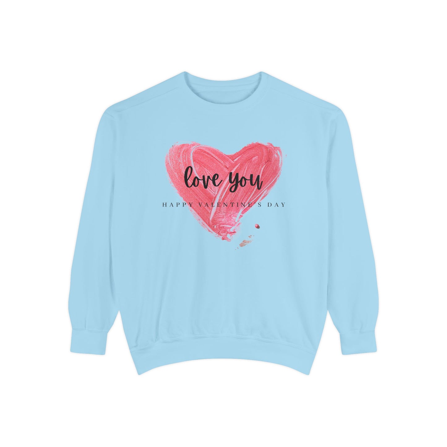 Unisex Valentine's Day Sweatshirt With Brush Art of Red Heart and Caption Love You Inside