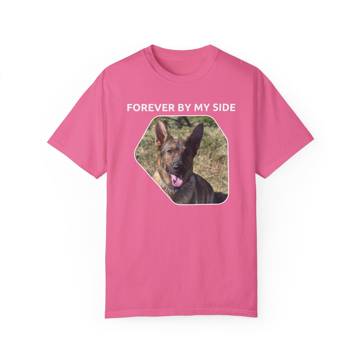 Unisex Dog Lover T-Shirt With Sable German Shepherd and Caption Forever By My Side