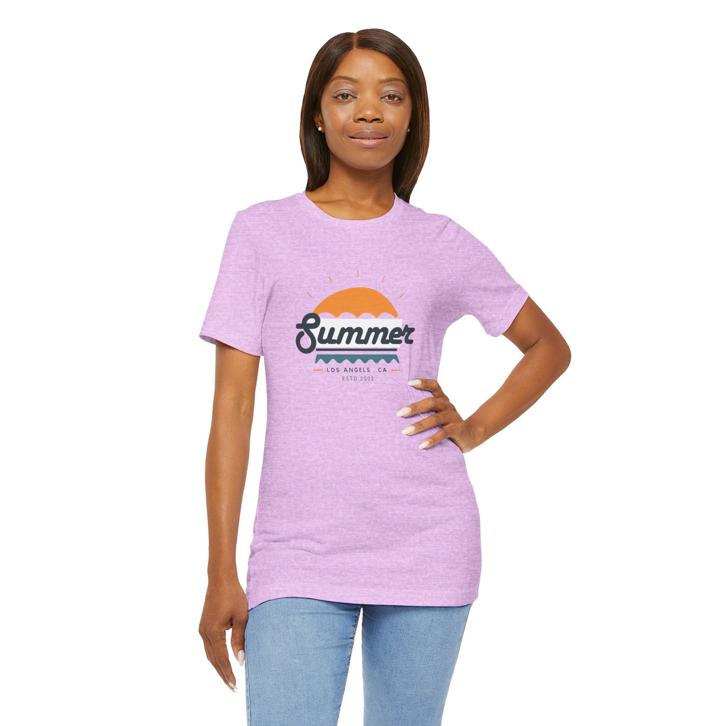 Summer Vibes Unisex Jersey Short Sleeve Tee, Beach Shirt, Casual Summer Wear, Gift for Friends, Coastal Adventure Top, LA Style Tee