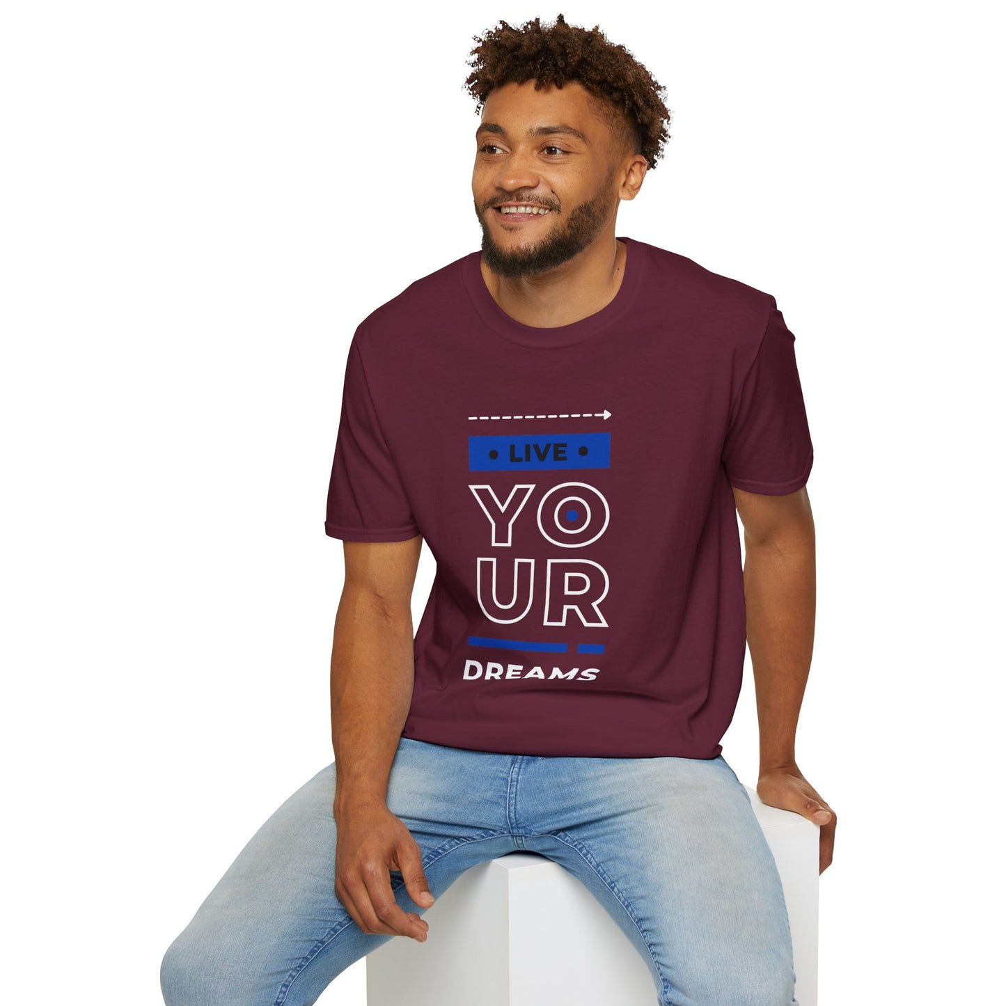 Live Your Dreams Unisex Softstyle T-Shirt, Inspirational Tee, Motivational Gift, Casual Wear, Daily Reminder, Empowerment Top